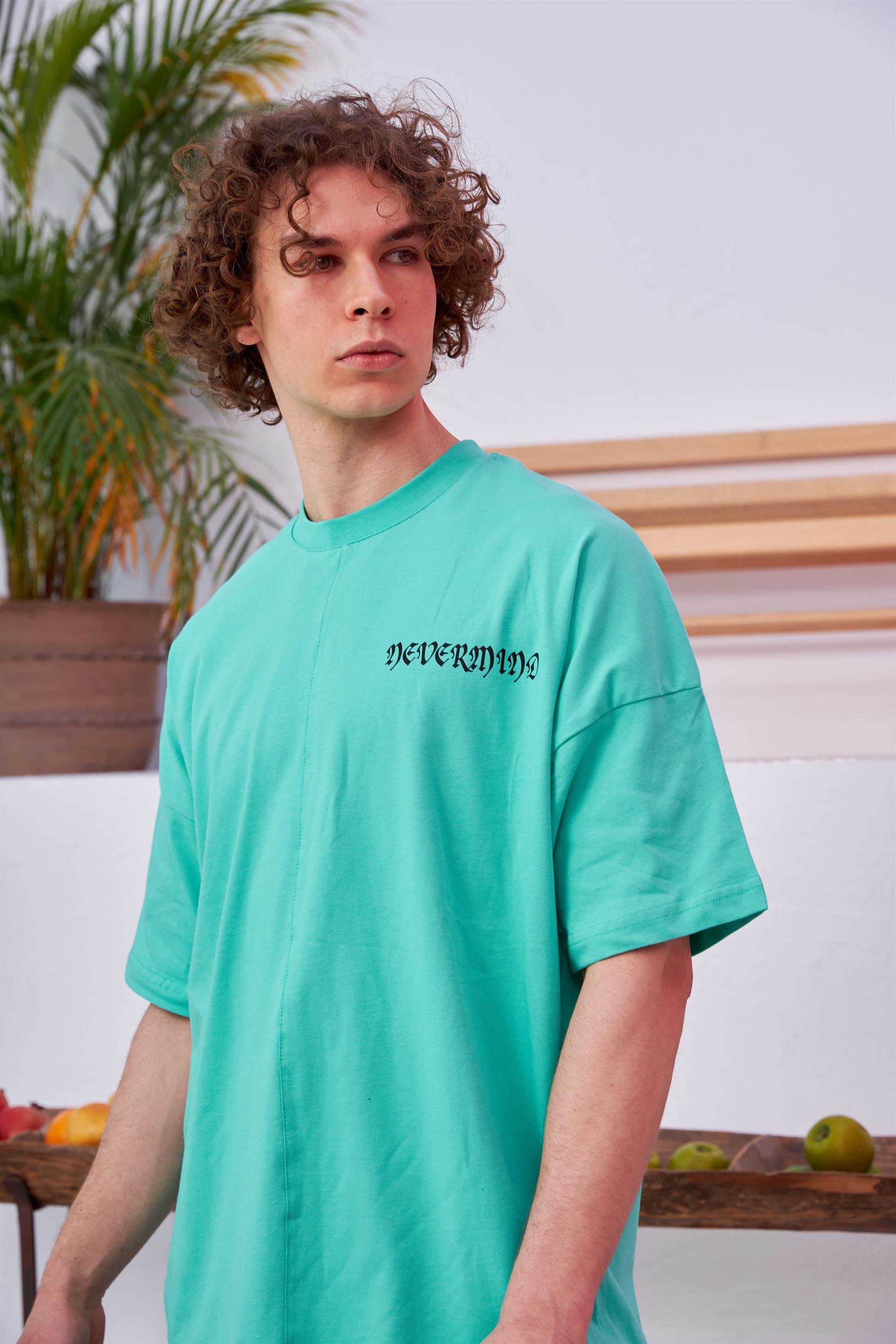 R-5558 Uzaylı Baskılı Oversize T-shirt
