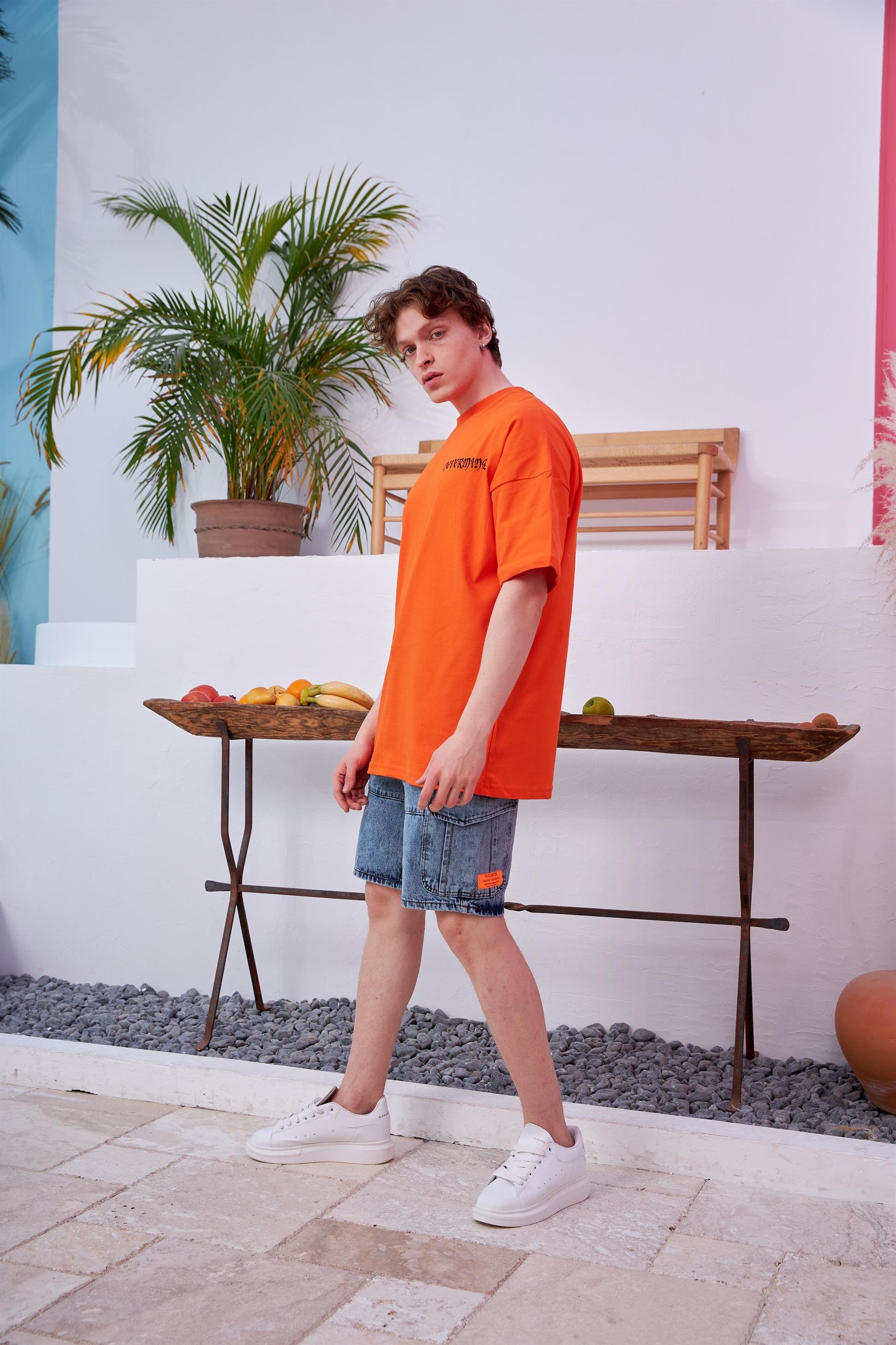R-5558 Uzaylı Baskılı Oversize T-shirt