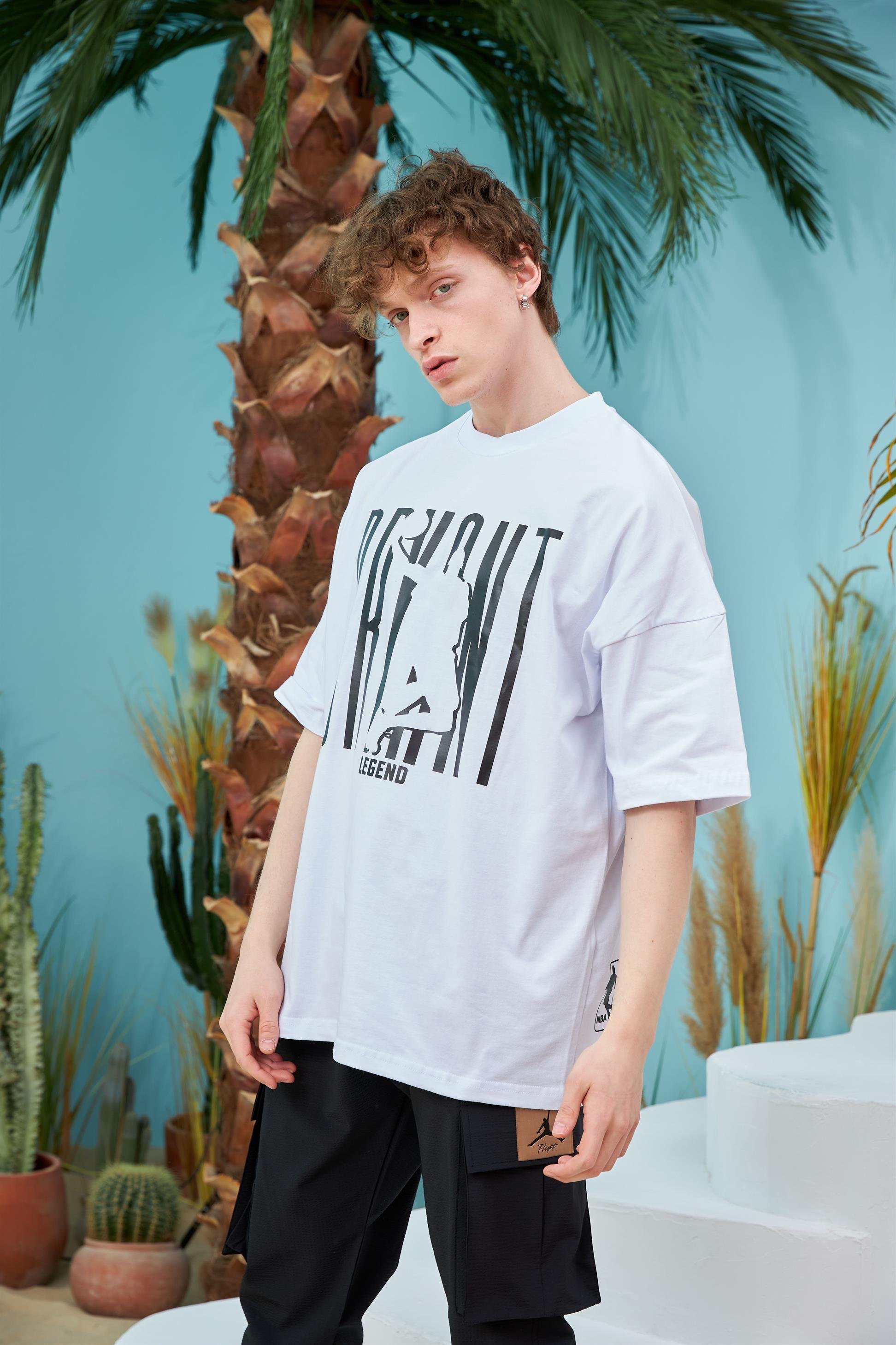 R-5561 Oversize Bryant Baskılı T-shirt
