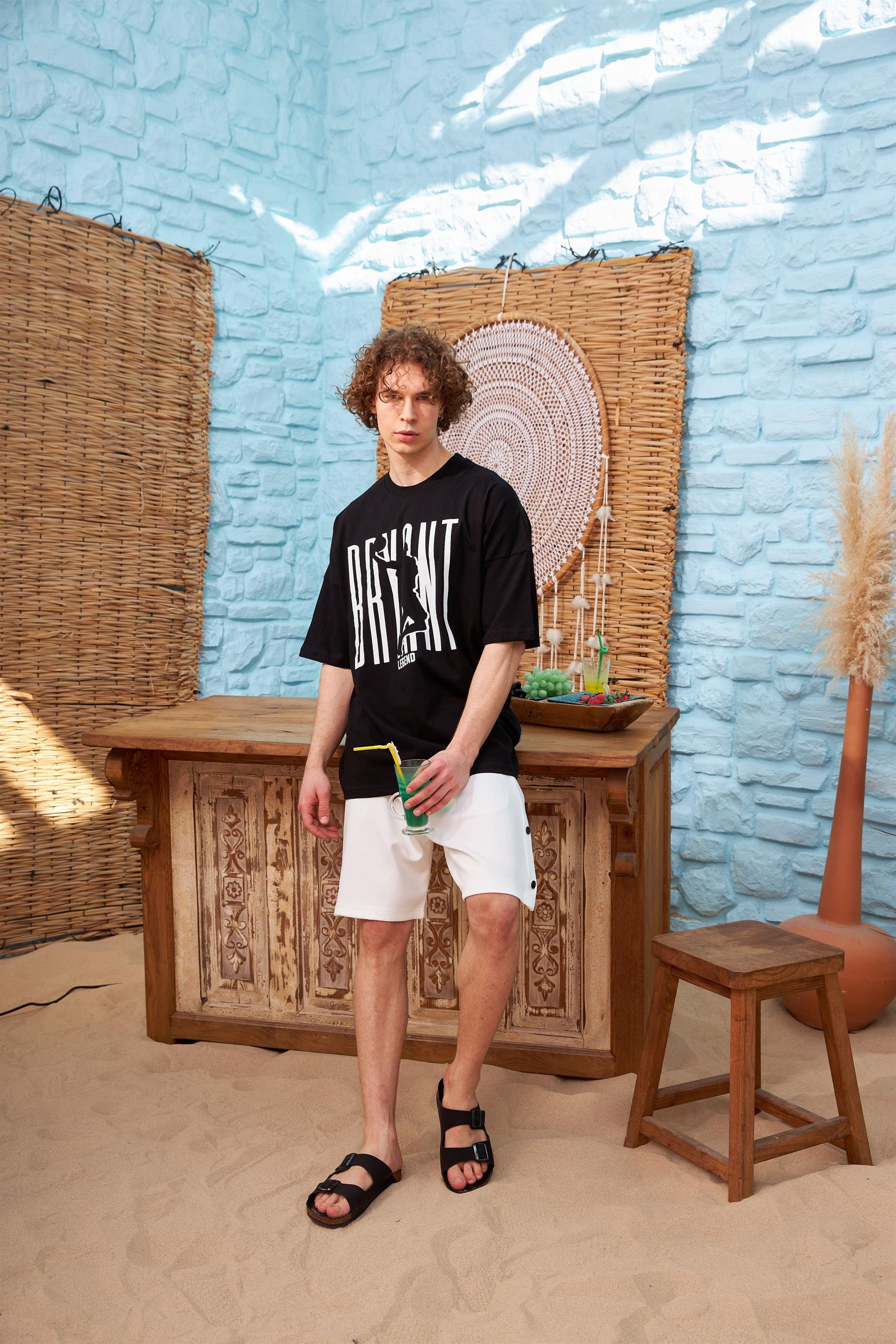 R-5561 Oversize Bryant Baskılı T-shirt