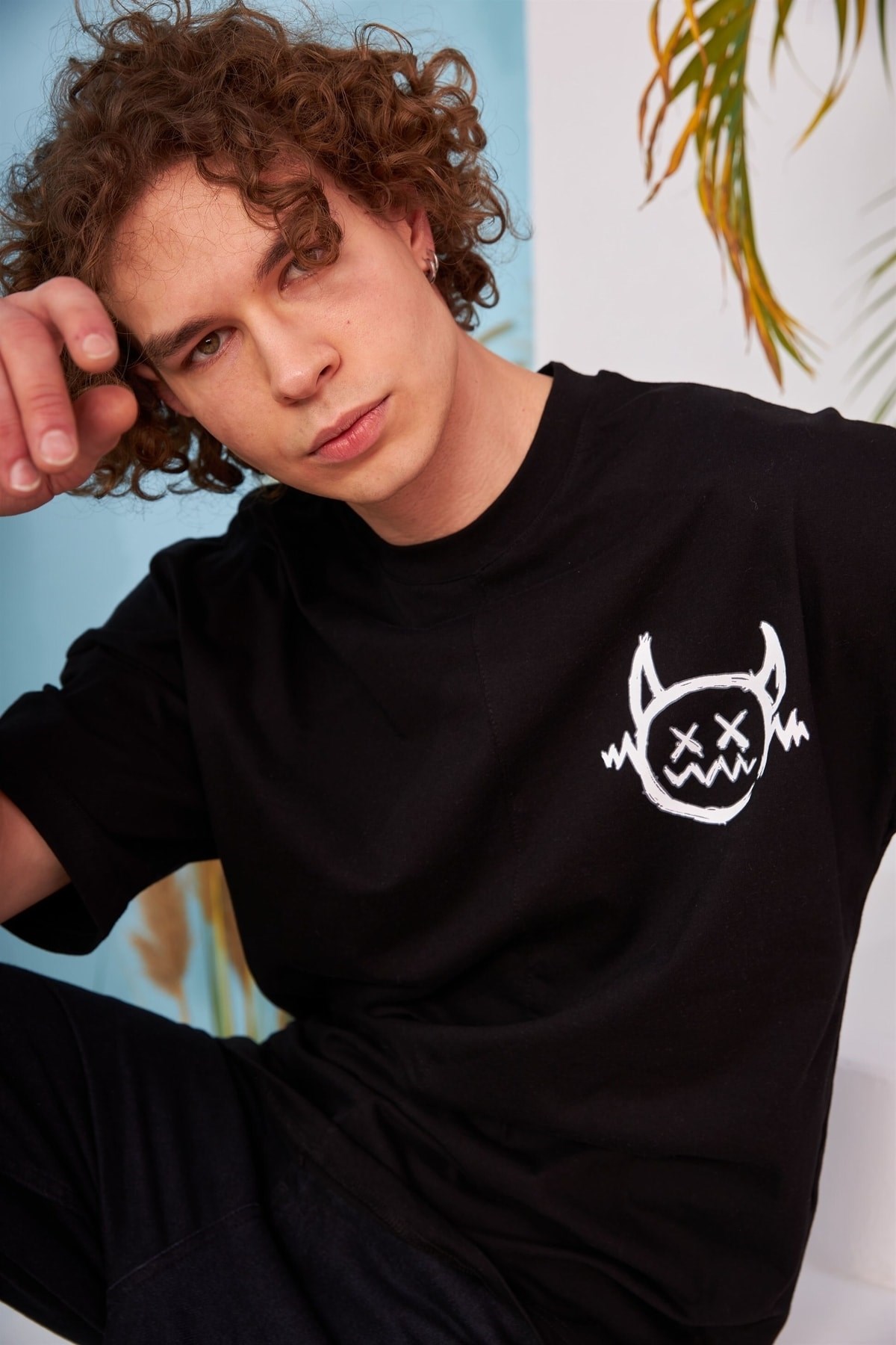 R-5564 Monster Baskılı Oversize T-shirt