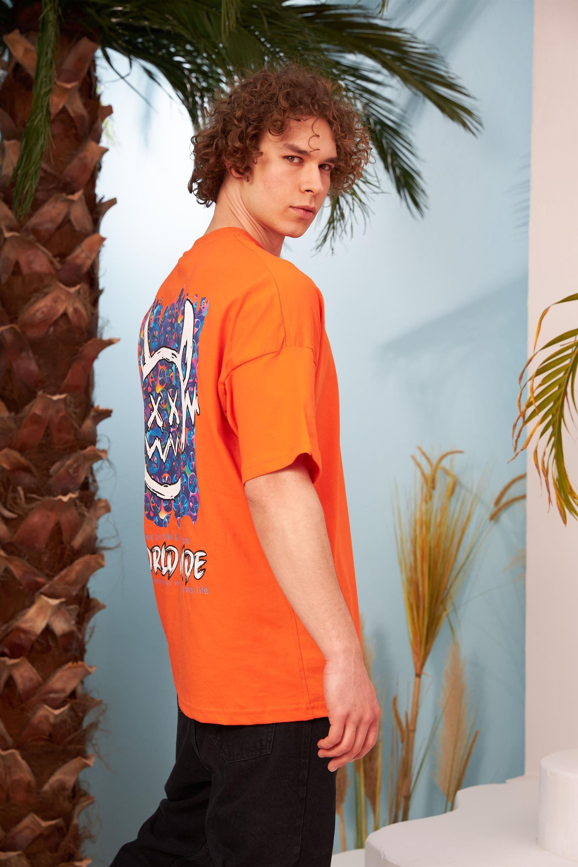 R-5564 Monster Baskılı Oversize T-shirt