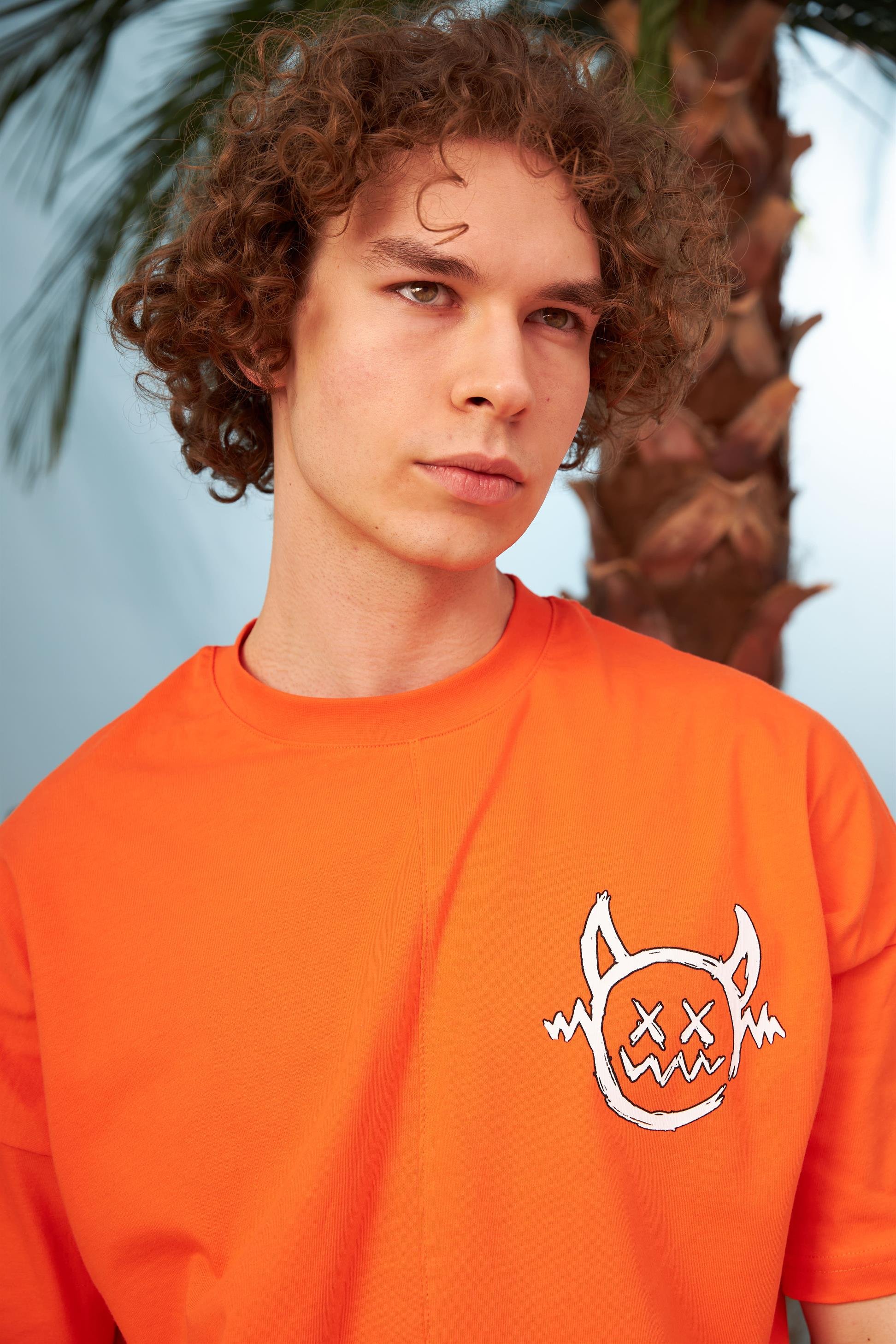 R-5564 Monster Baskılı Oversize T-shirt