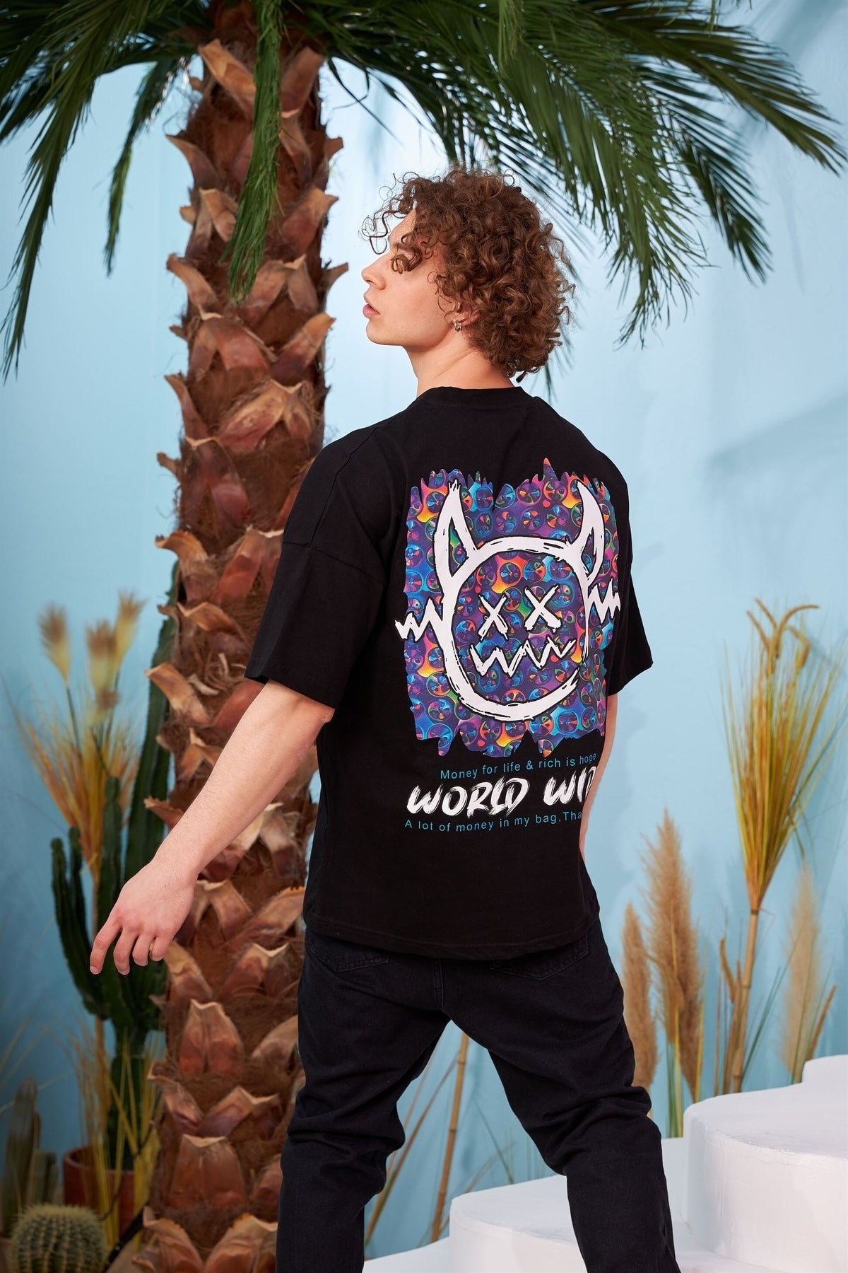 R-5564 Monster Baskılı Oversize T-shirt
