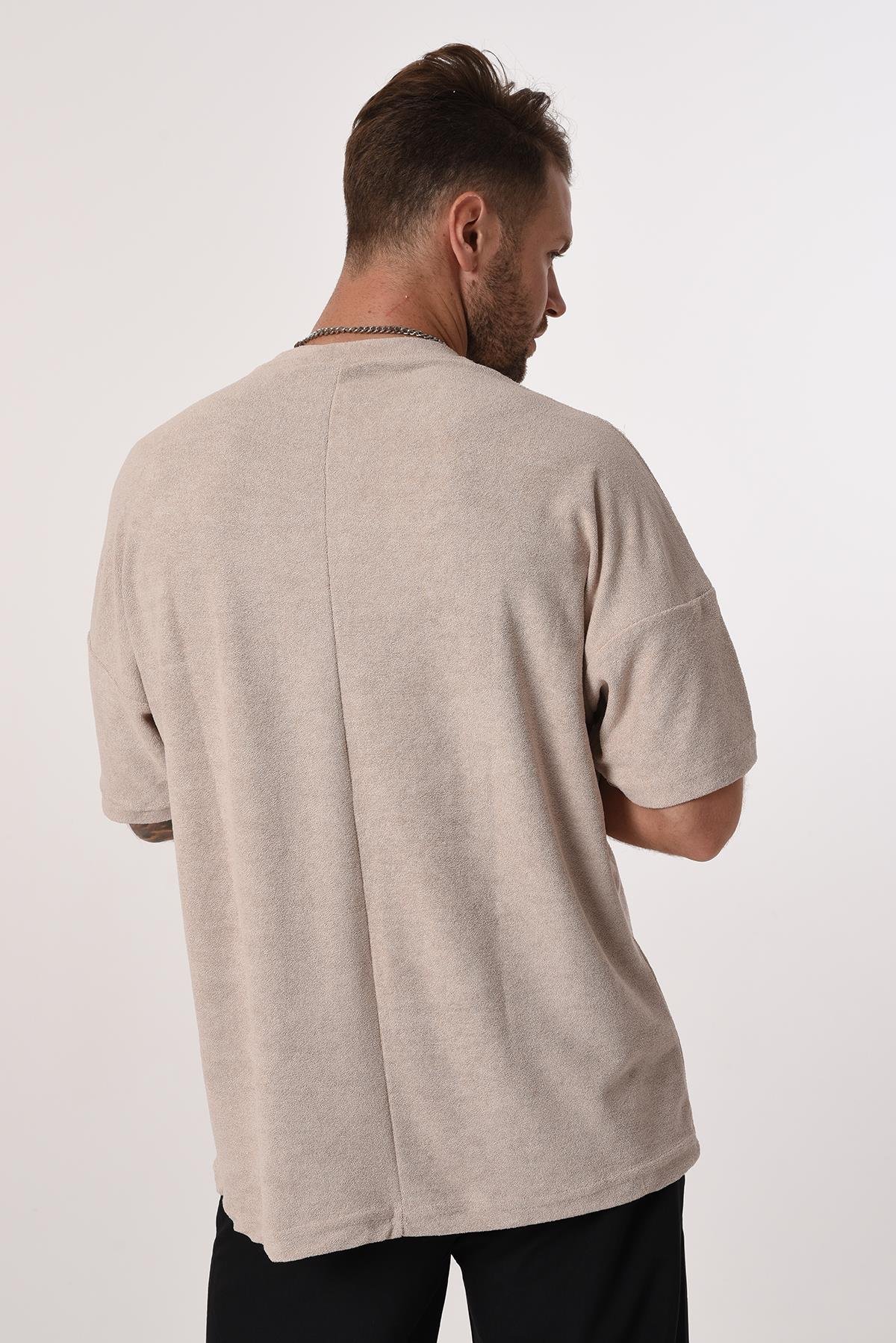 R-5573 Oversize Jordan Baskılı Havlu Tshirt