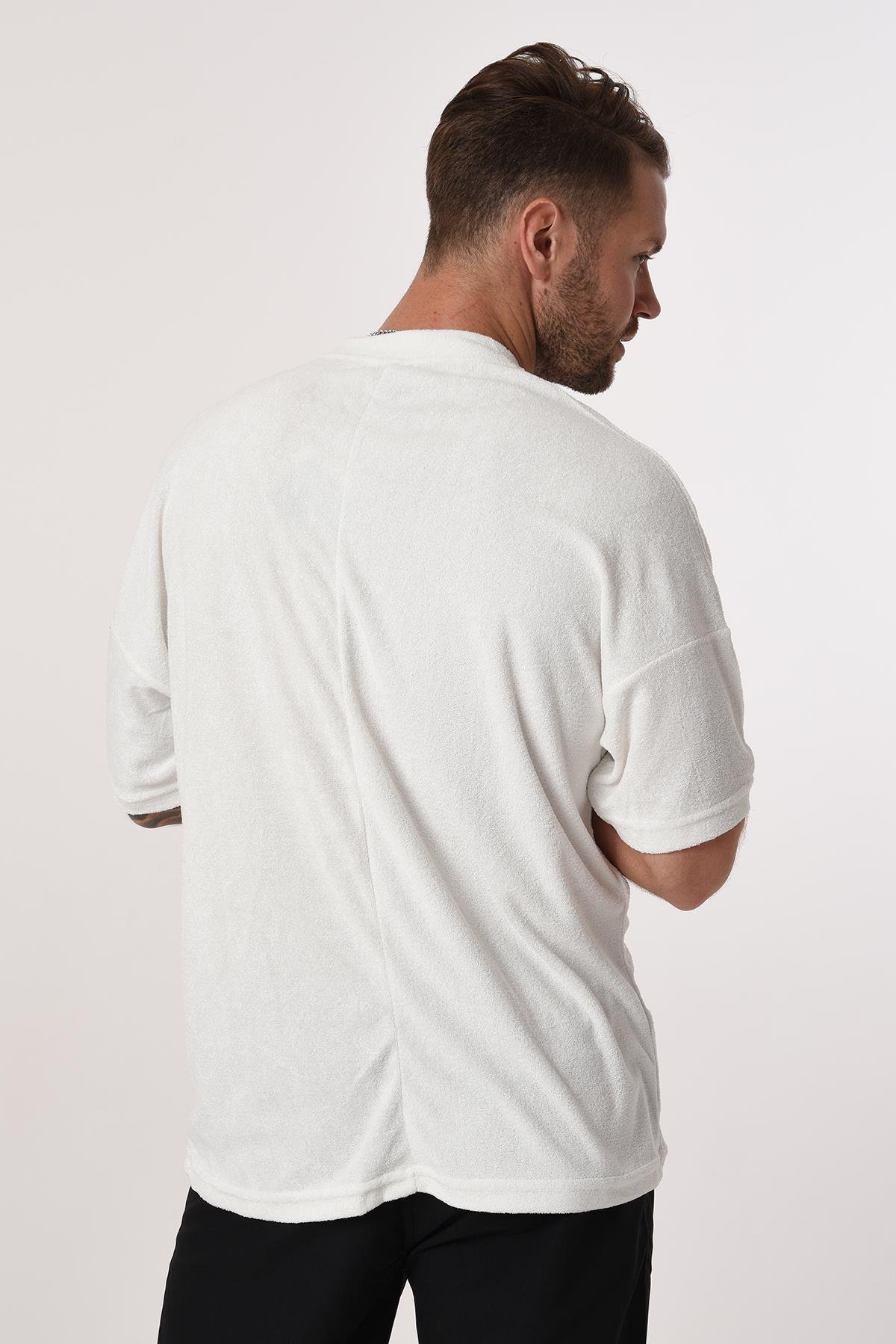 R-5573 Oversize Jordan Baskılı Havlu Tshirt