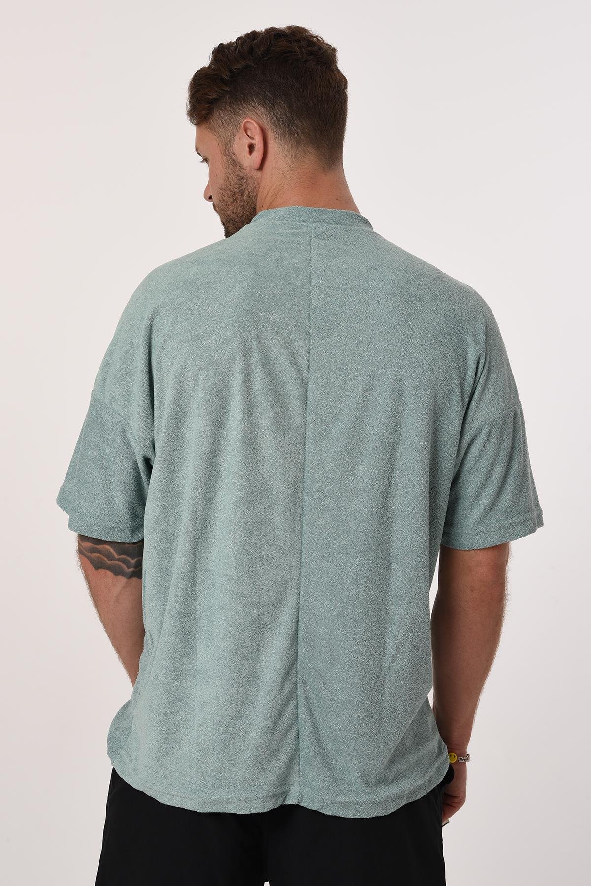 R-5573 Oversize Jordan Baskılı Havlu Tshirt