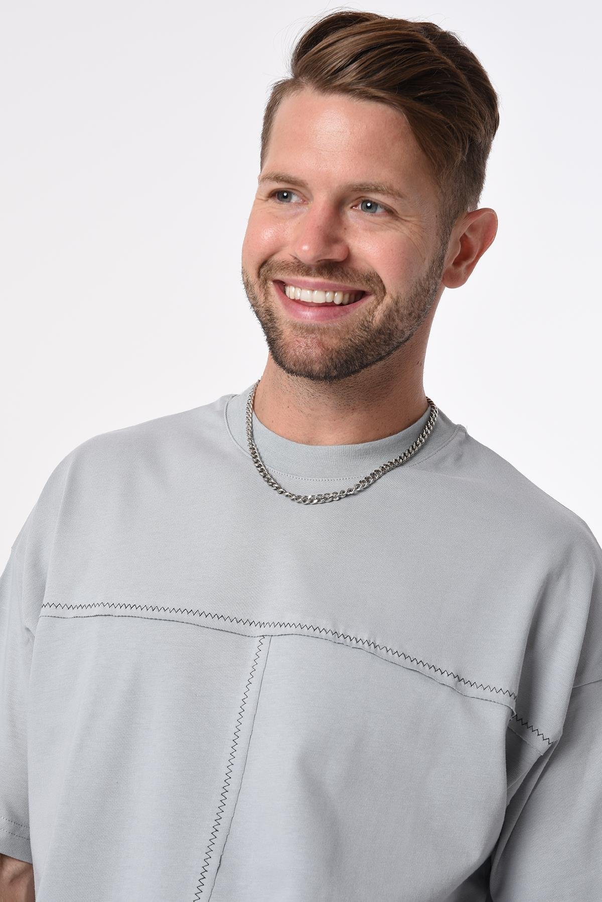 R-5592 Kroşeta Nakışlı Dverıze Oversize Tshirt