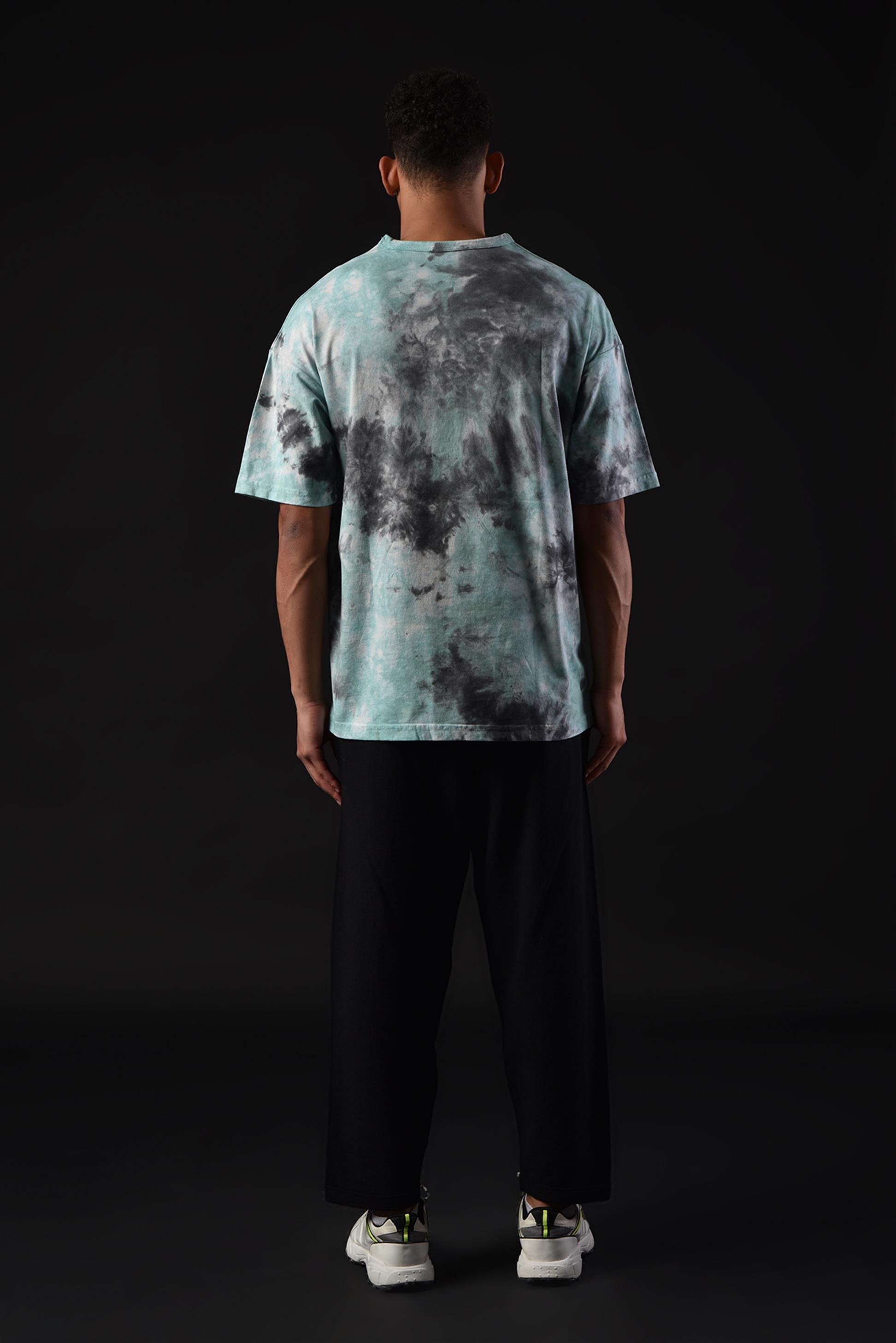 R-5657 Bisiklet Yaka X Baskılı Batik T-shırt