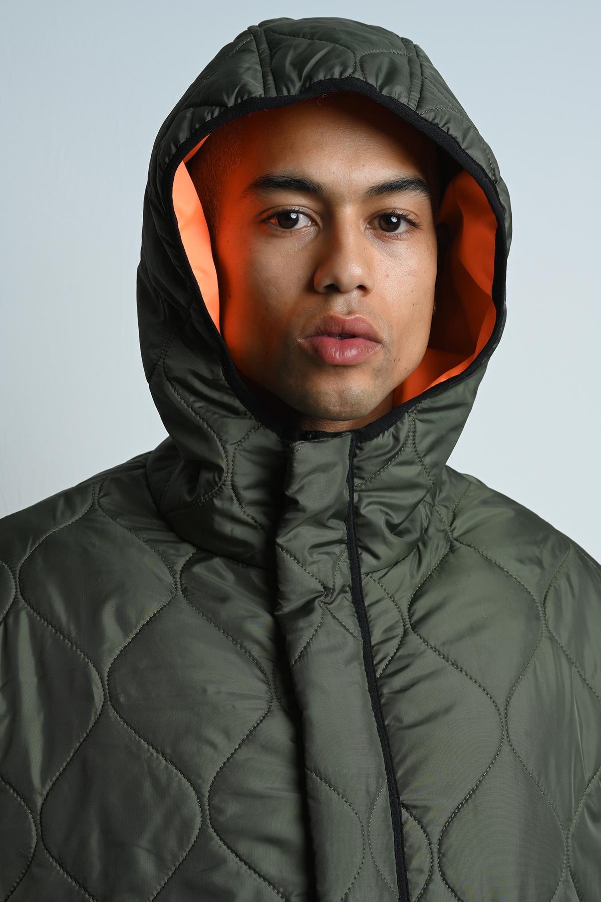 R-5678 Kapüşonlu Kapitone Garnili Buklet Sweat