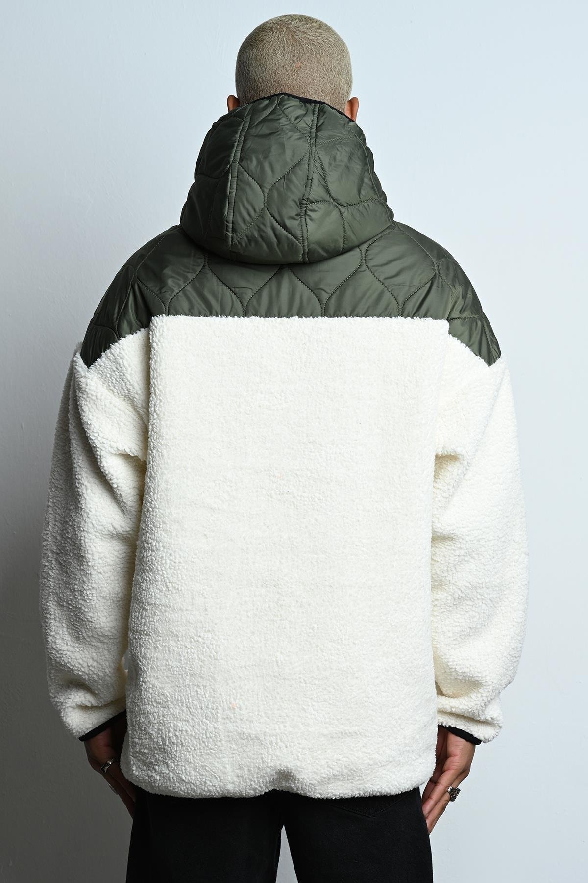 R-5678 Kapüşonlu Kapitone Garnili Buklet Sweat