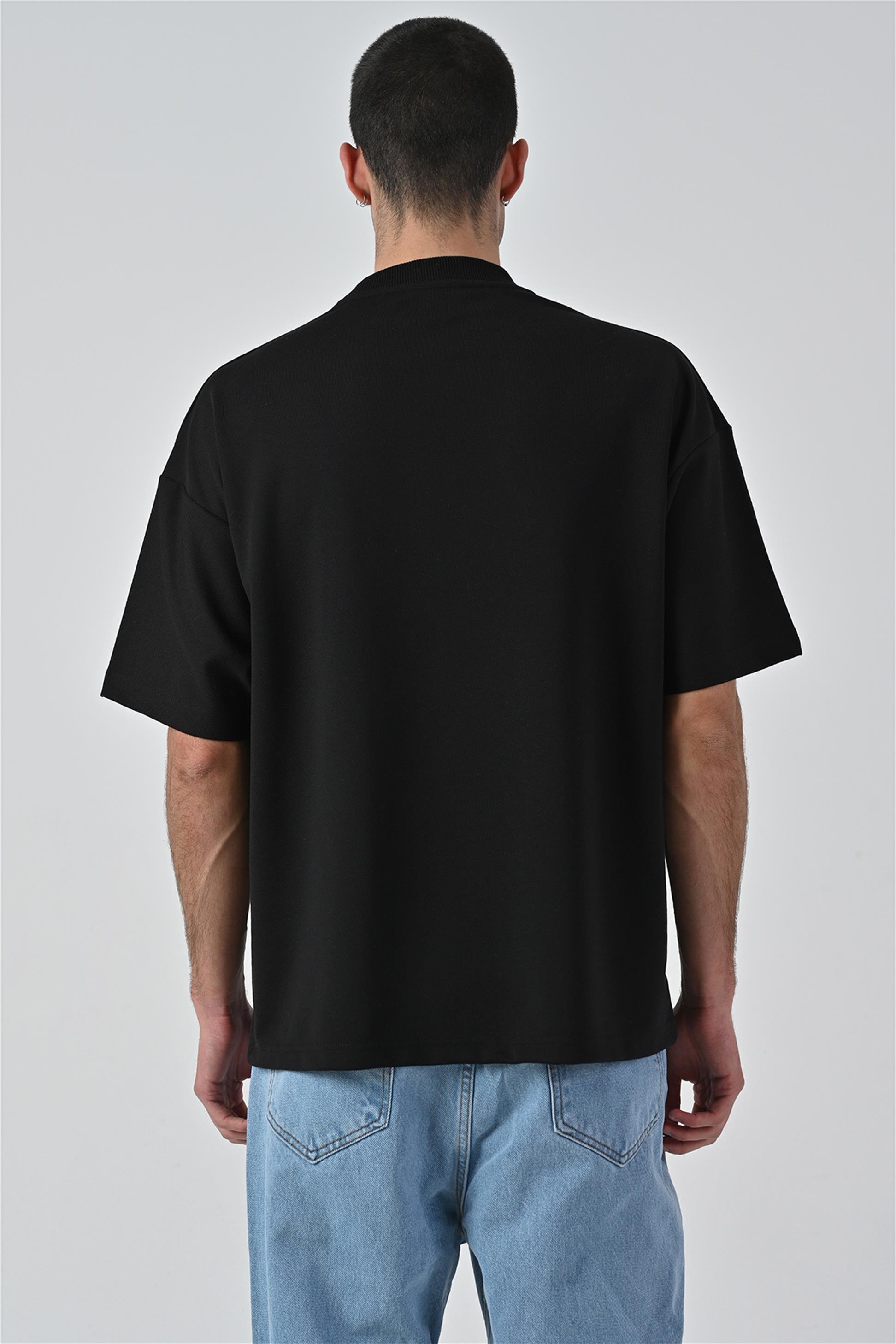 R-5680 Yaka Nakış Detaylı Oversize T-shırt
