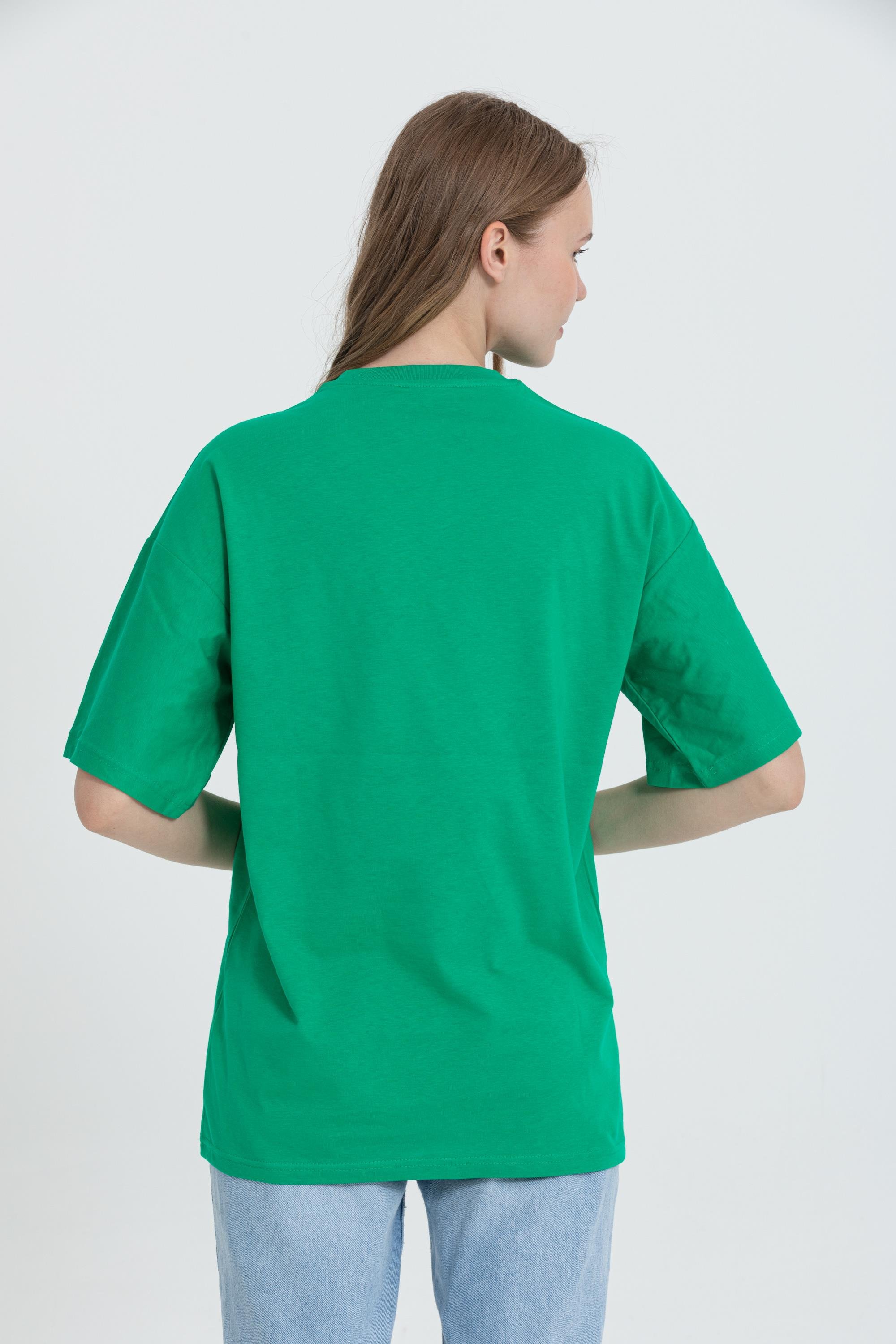 R-5729 Bisiklet Yaka Dantel Cep Detaylı Oversize T-shırt