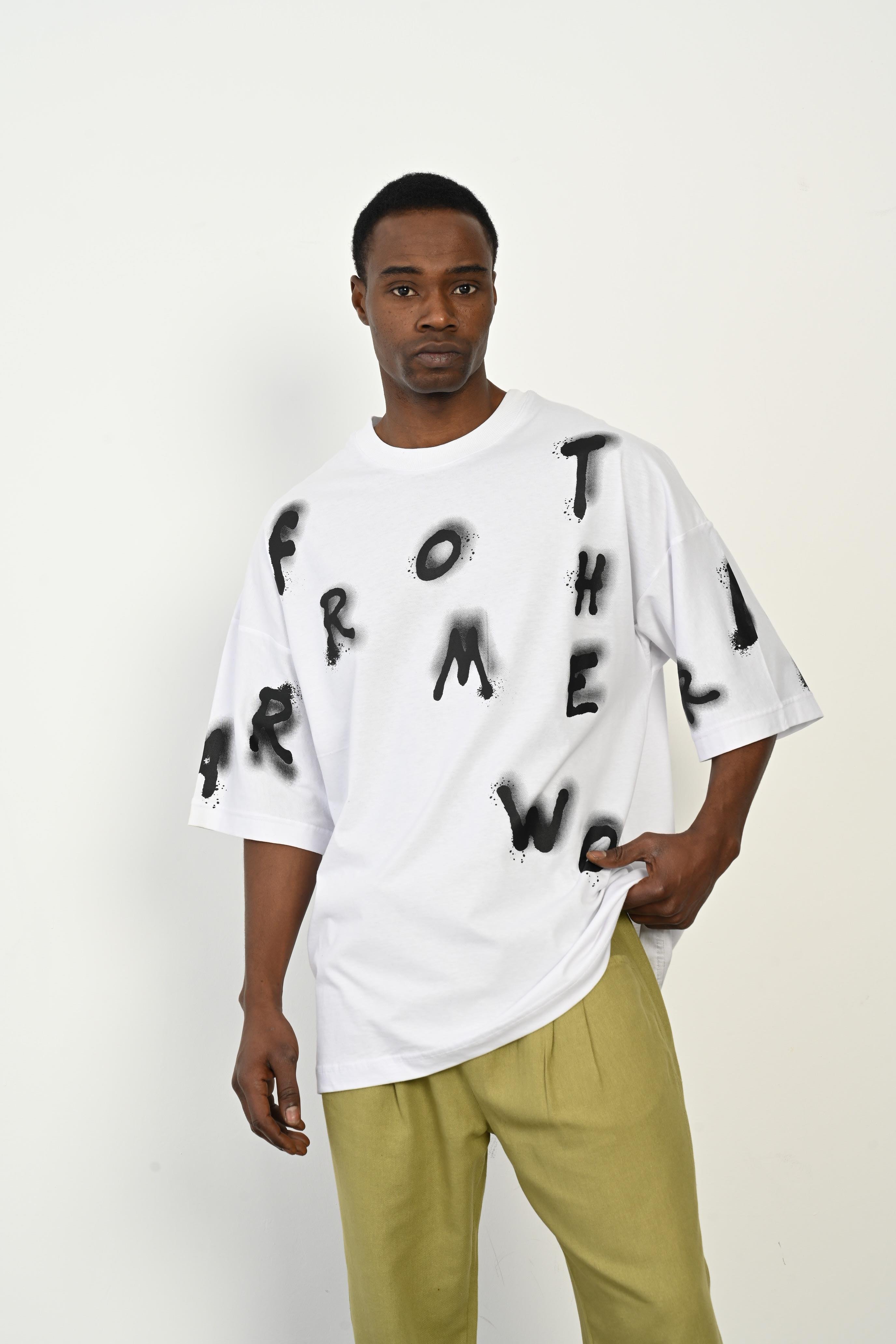 R-5759 Harf Baskılı Oversize Süprem Tişört