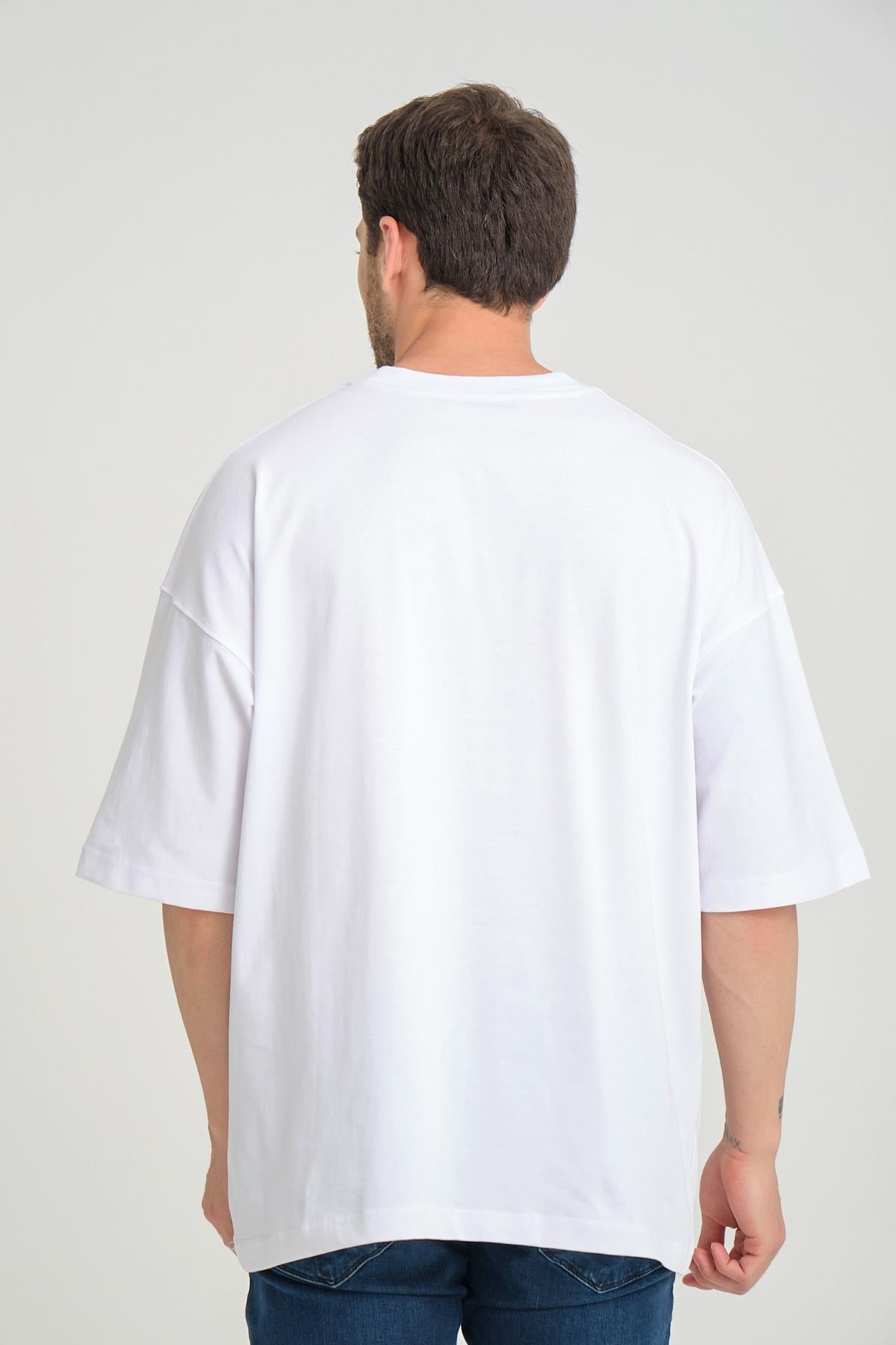R-5786 Emotıonal Nakışlı Oversize Süprem Tişört