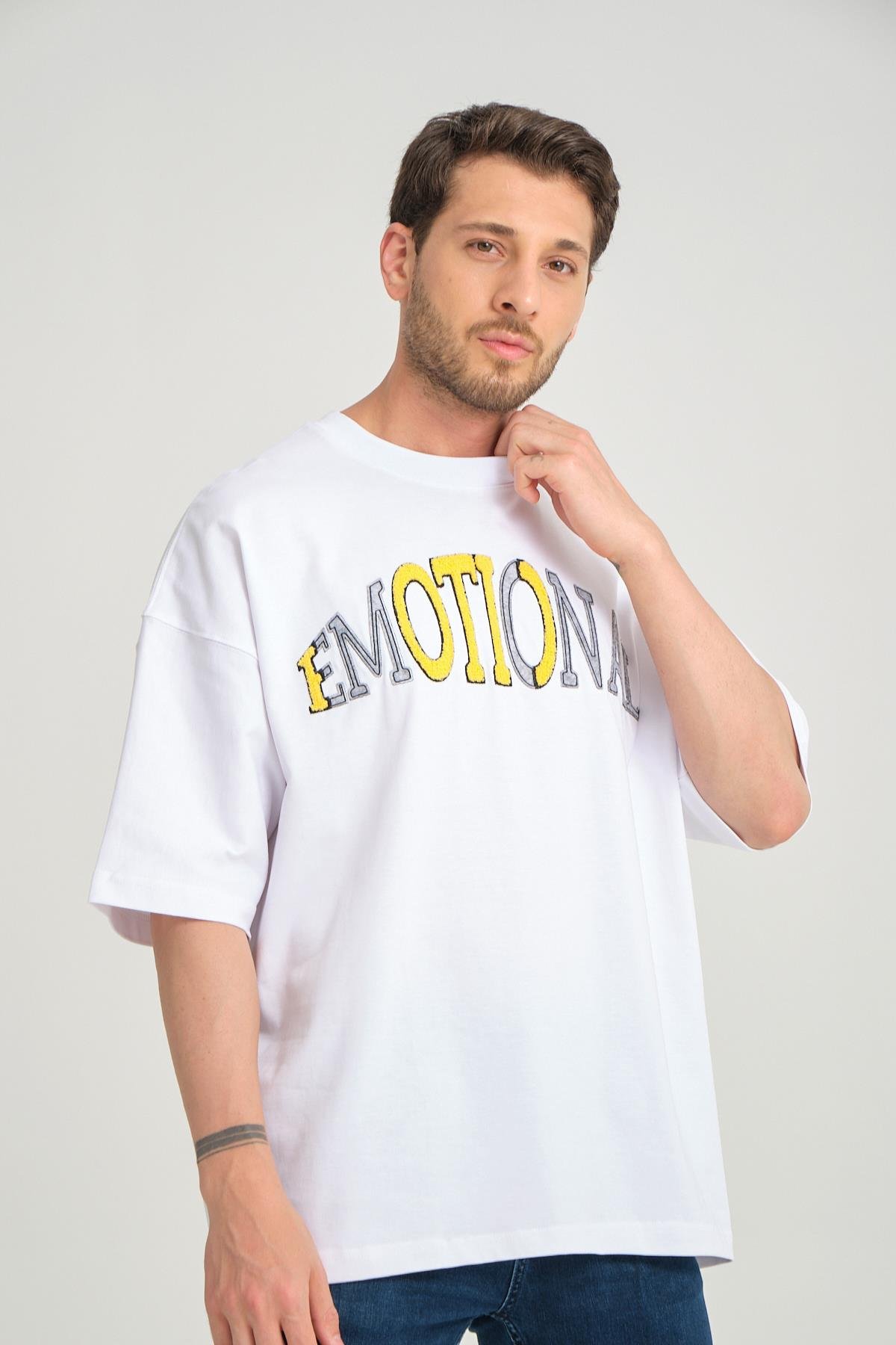 R-5786 Emotıonal Nakışlı Oversize Süprem Tişört