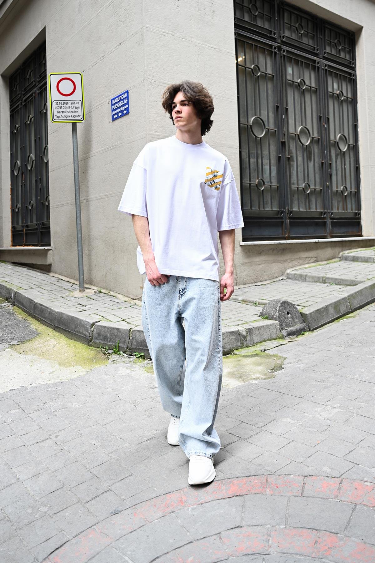 R-5789 I Hate Uncertaınty Baskılı Oversize Tişört