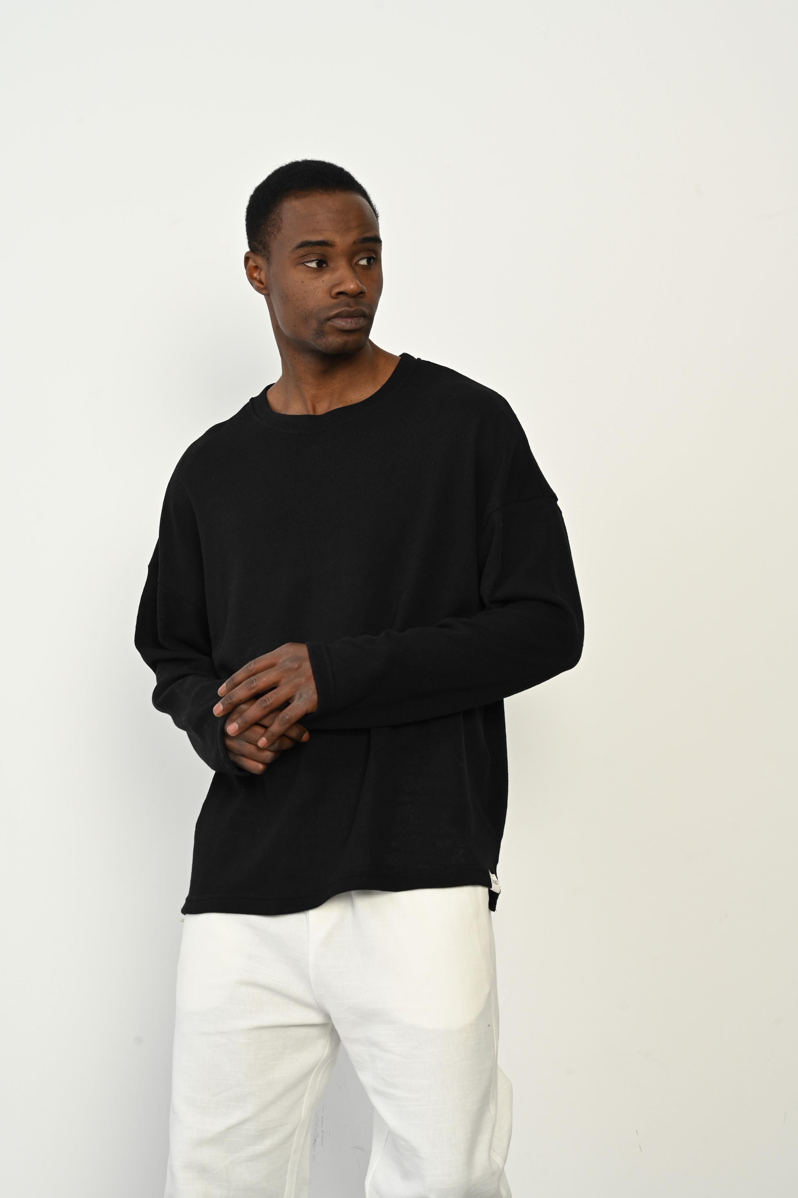 R-5795 Bisiklet Yaka Yan Yırtmaçlı Jakarlı Süprem Sweatshirt