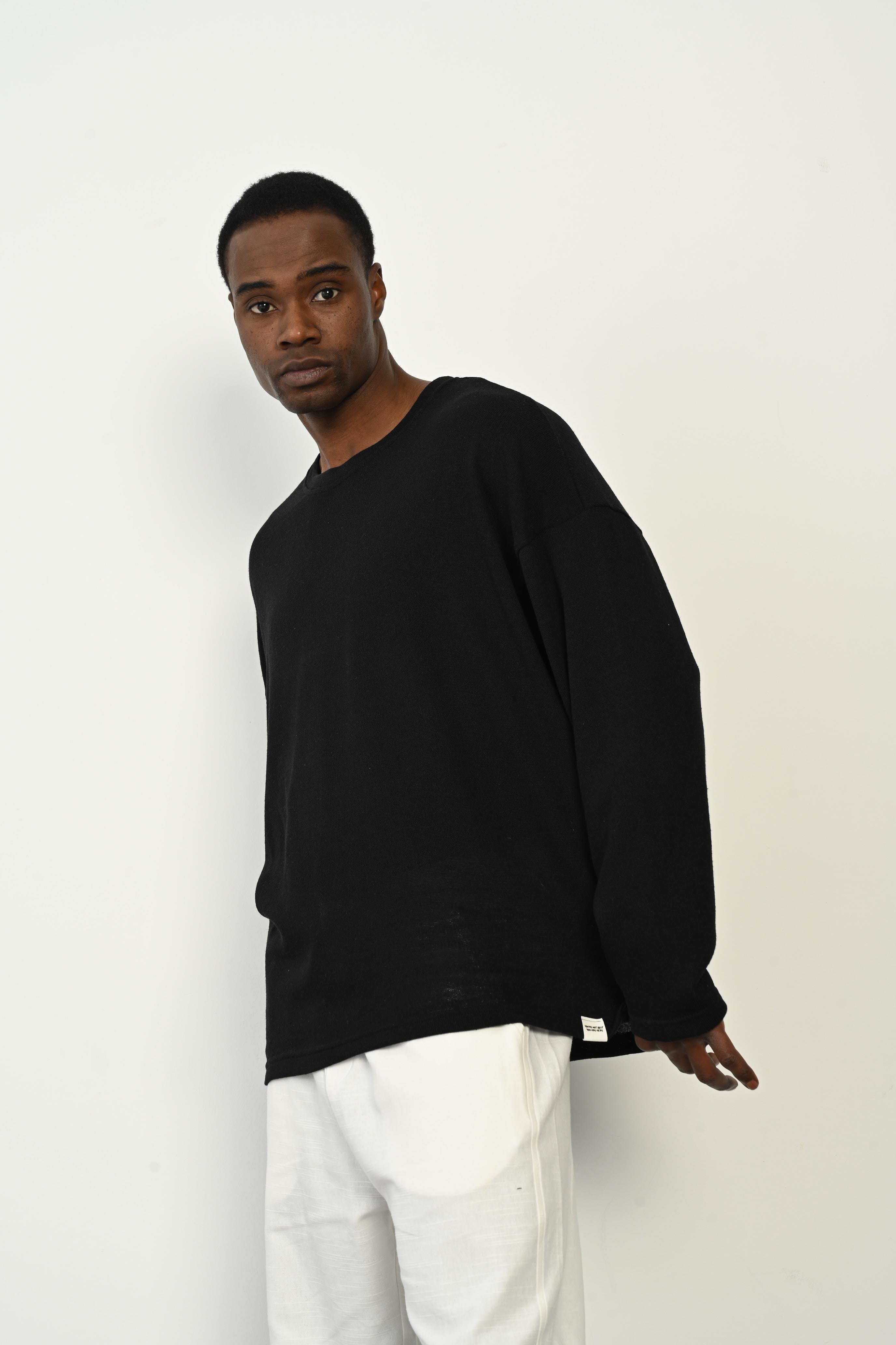 R-5795 Bisiklet Yaka Yan Yırtmaçlı Jakarlı Süprem Sweatshirt