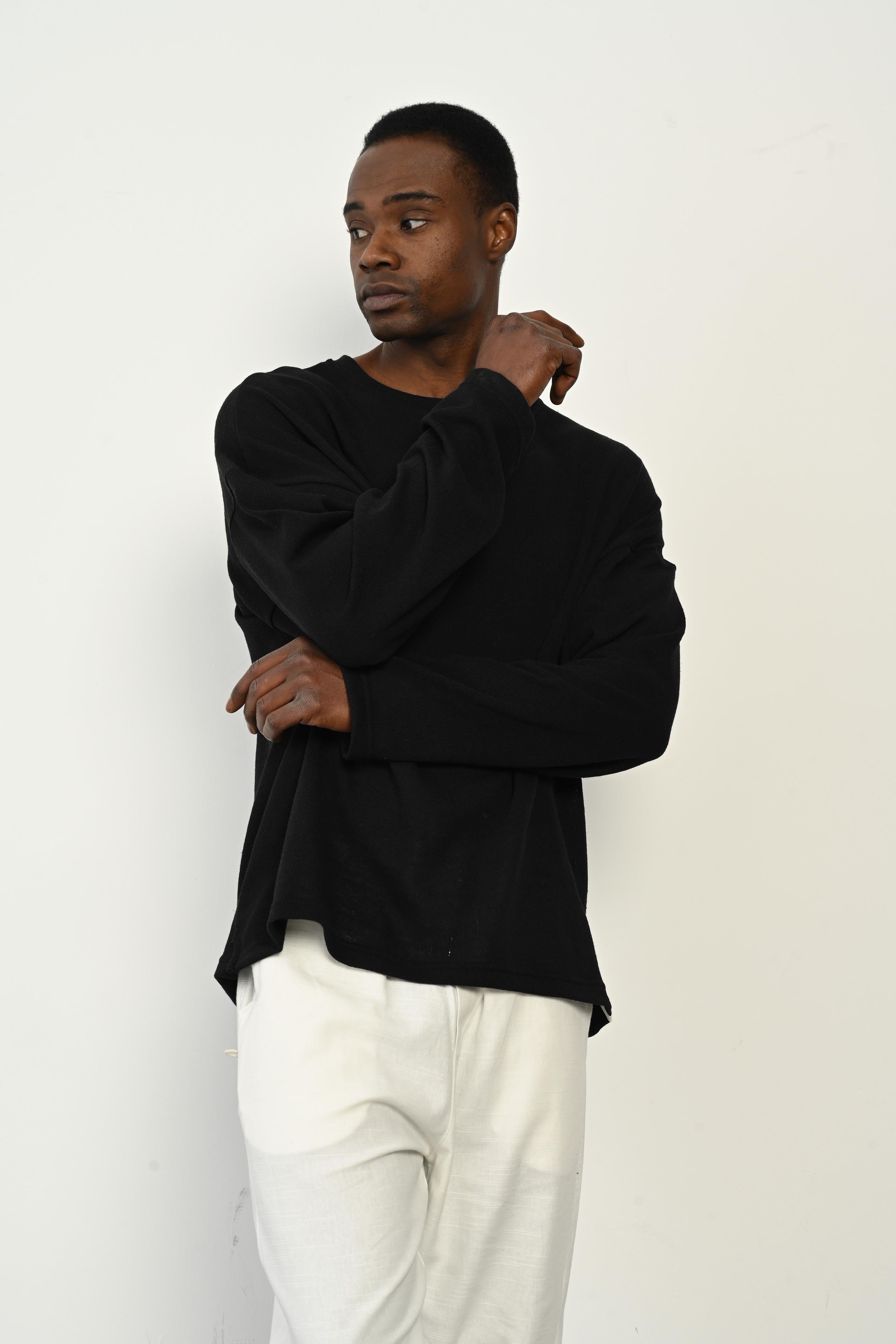R-5795 Bisiklet Yaka Yan Yırtmaçlı Jakarlı Süprem Sweatshirt