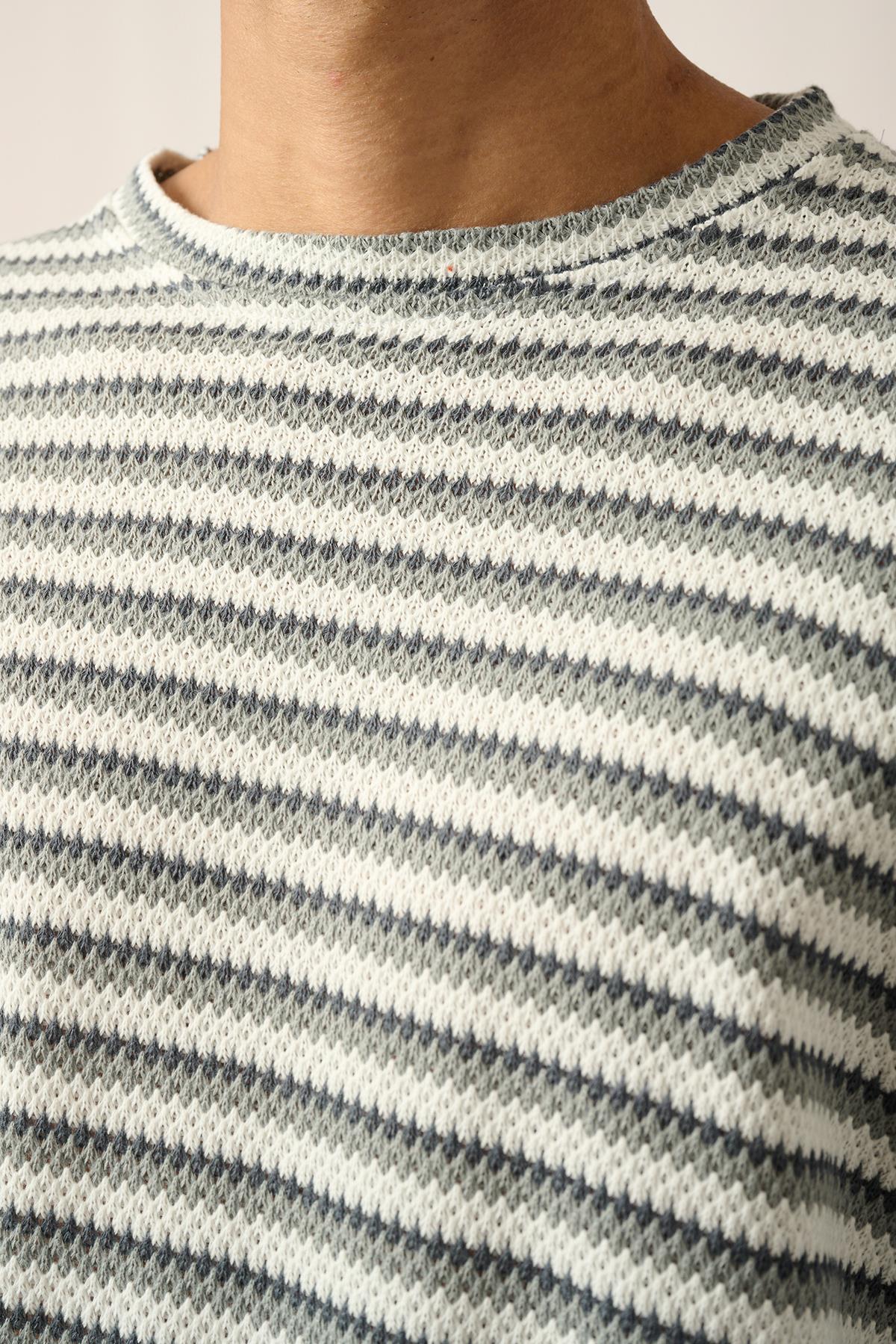 R-5838 Bisiklet Yaka Uzun Kol Örme Sweatshirt