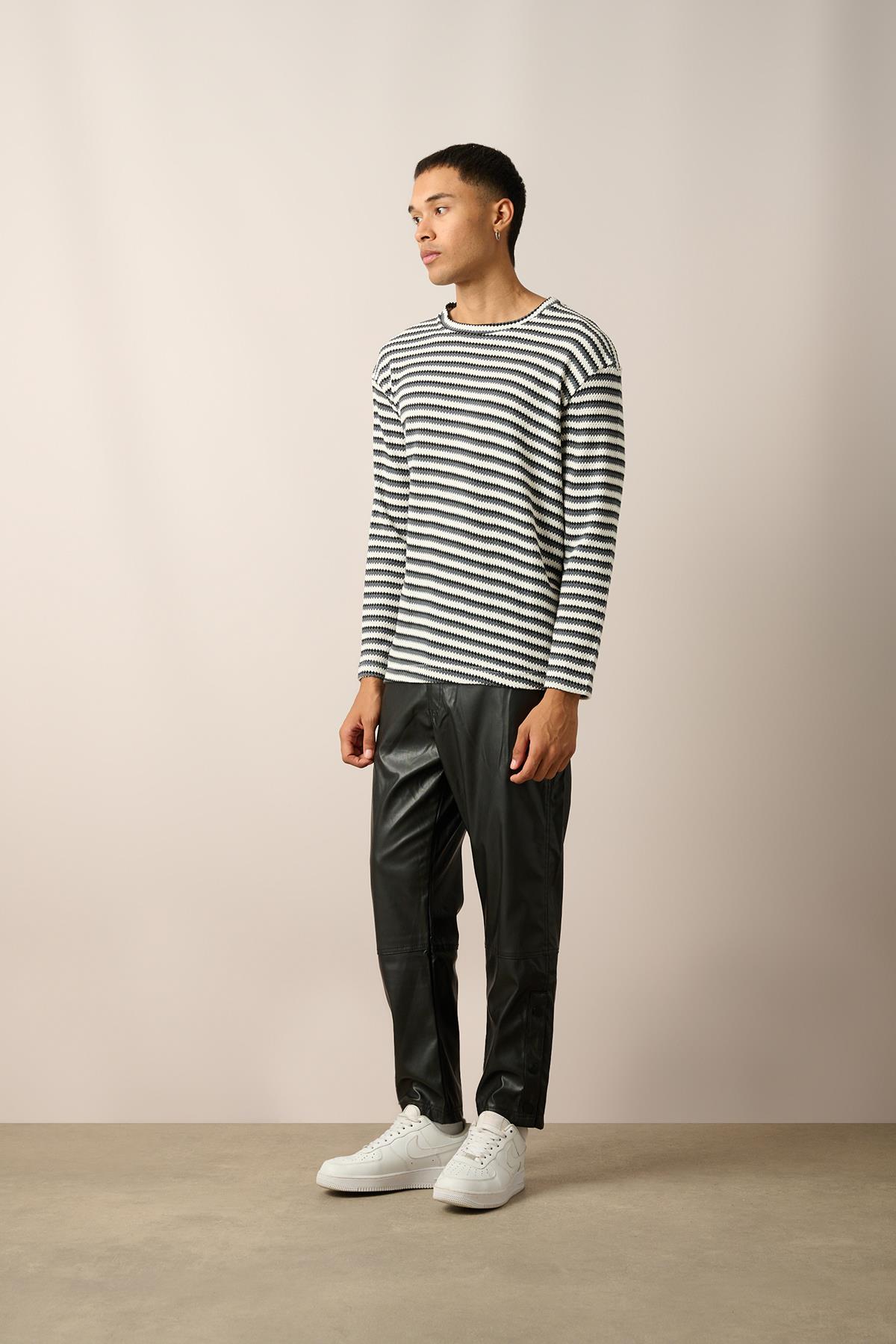 R-5838 Bisiklet Yaka Uzun Kol Örme Sweatshirt