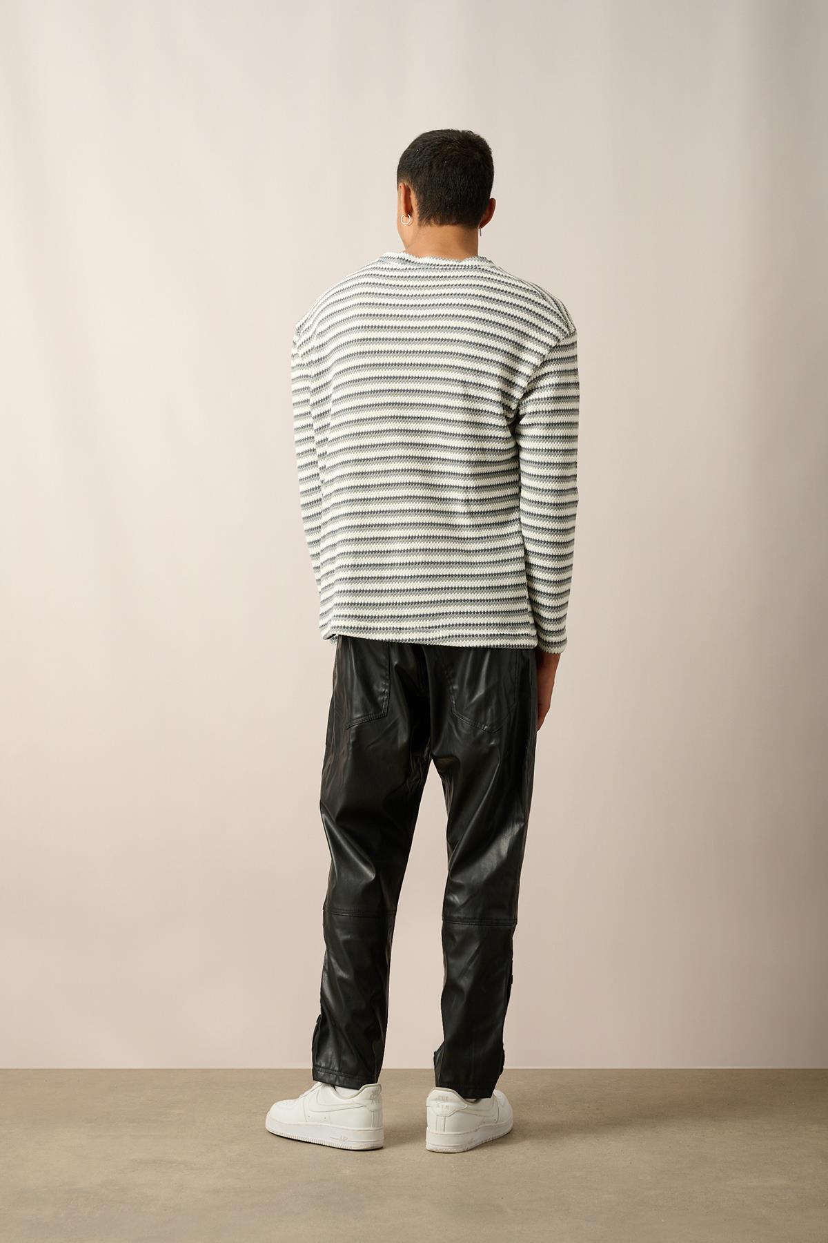 R-5838 Bisiklet Yaka Uzun Kol Örme Sweatshirt