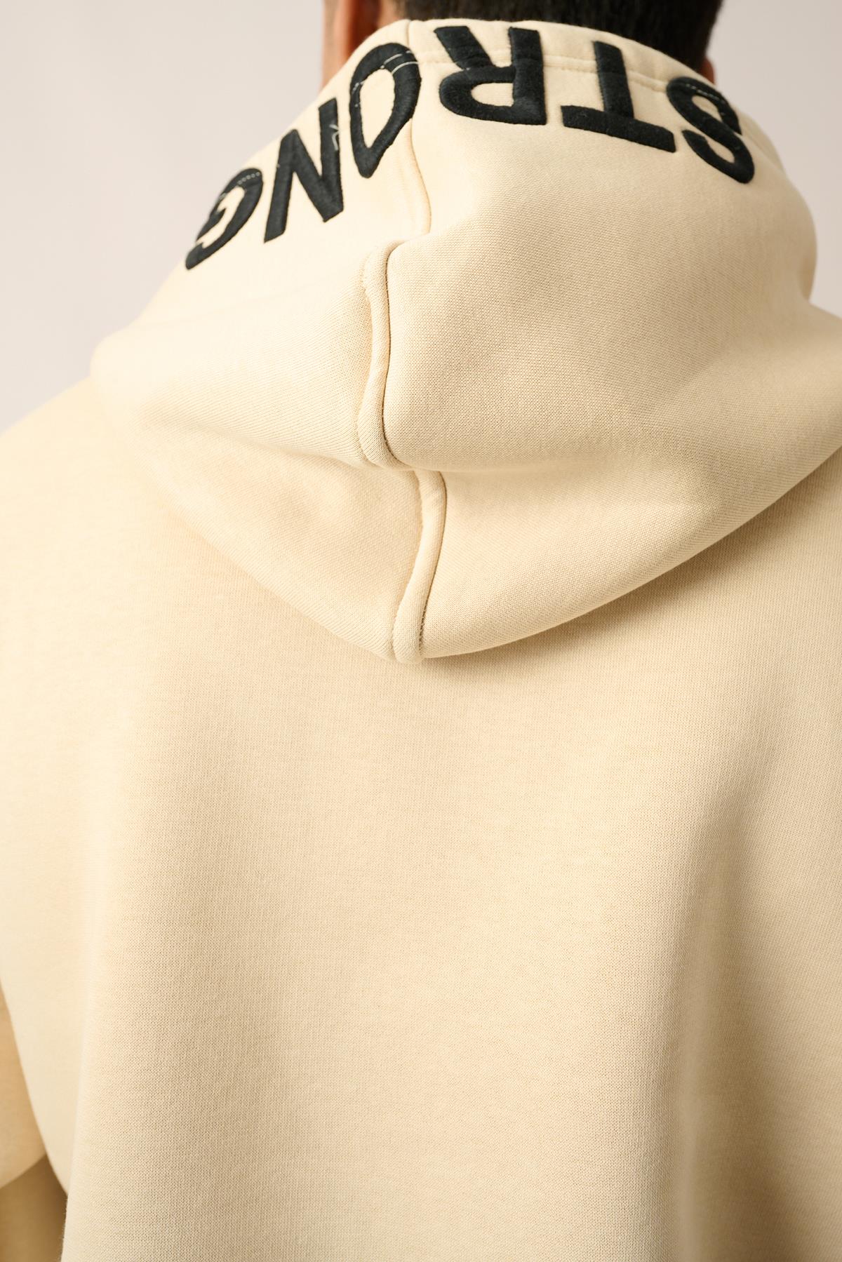 R-5841 Kapüşon Nakış Detaylı Üç İplik Şardonlu Sweat