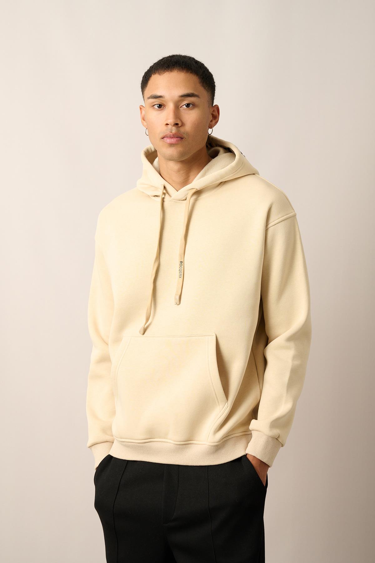 R-5841 Kapüşon Nakış Detaylı Üç İplik Şardonlu Sweat