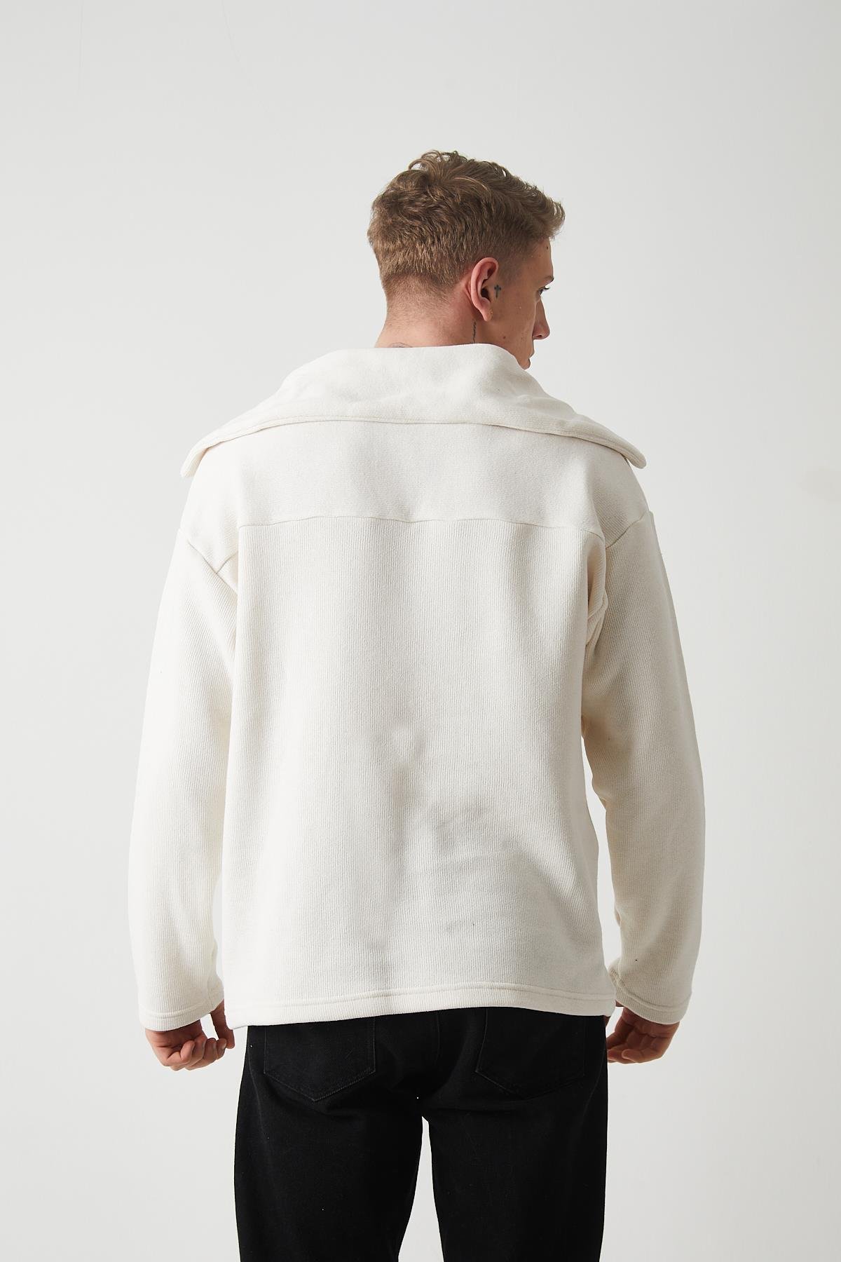 R-5850 Yaka Detaylı Örme Sweat