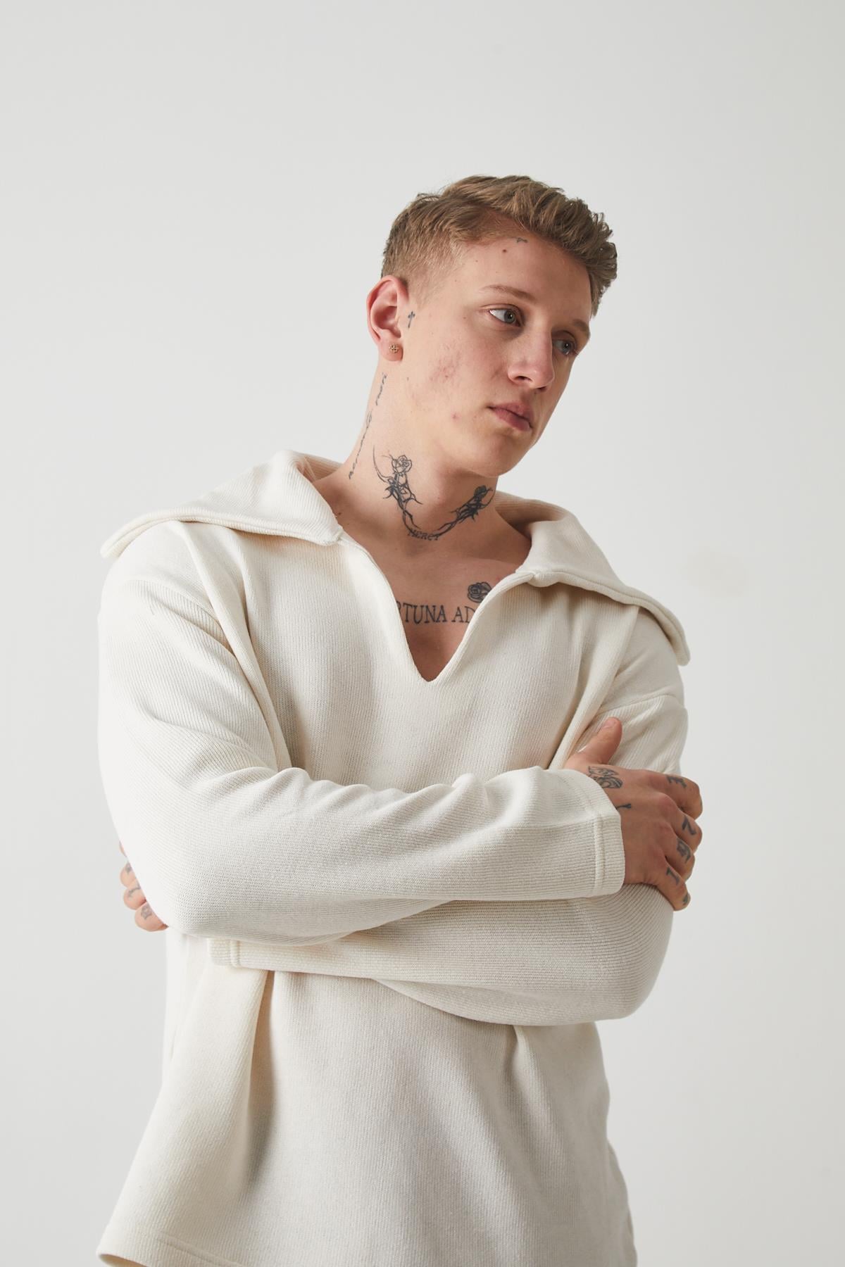 R-5850 Yaka Detaylı Örme Sweat