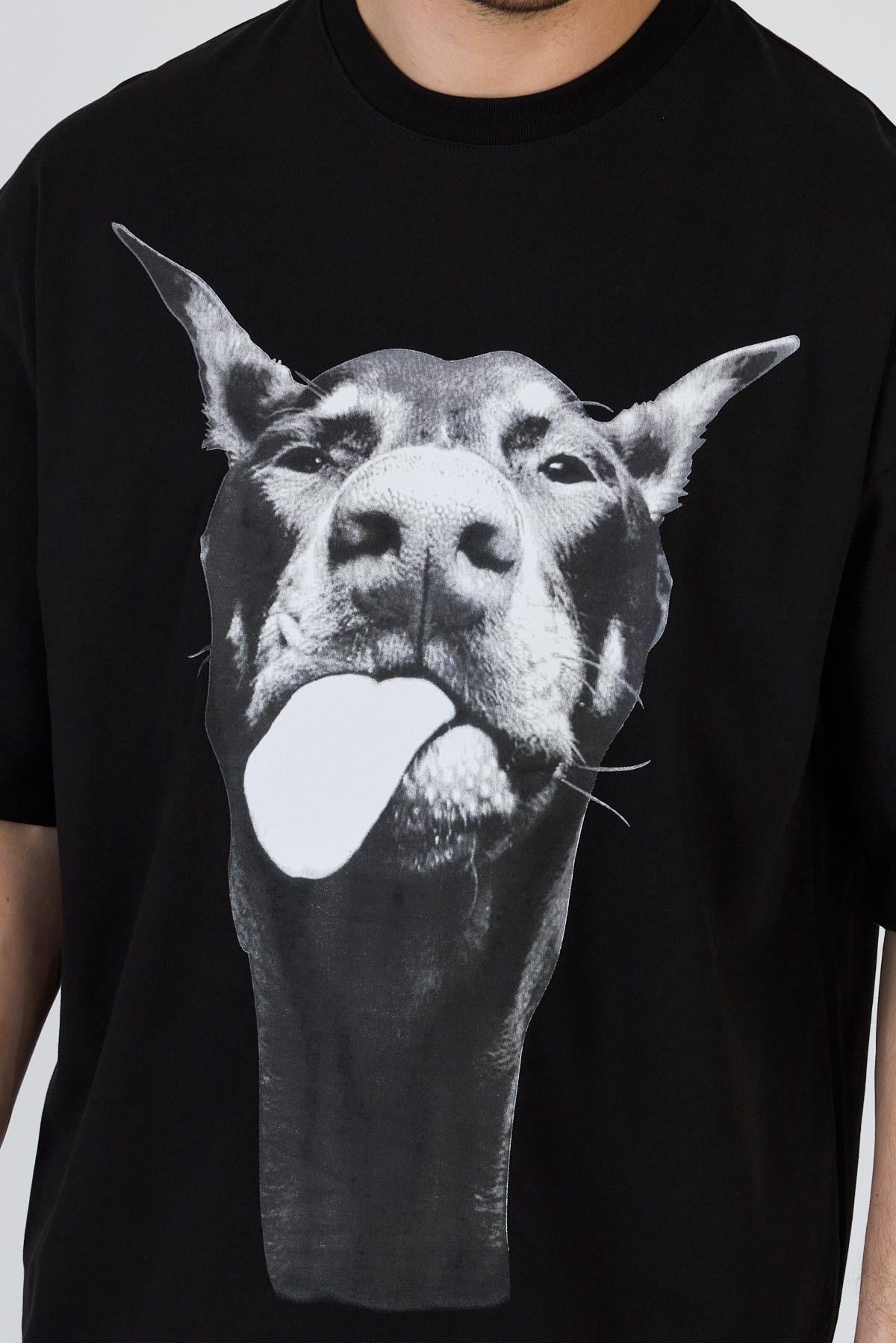 R-5861 Köpek Baskı Detaylı Süprem Tişört