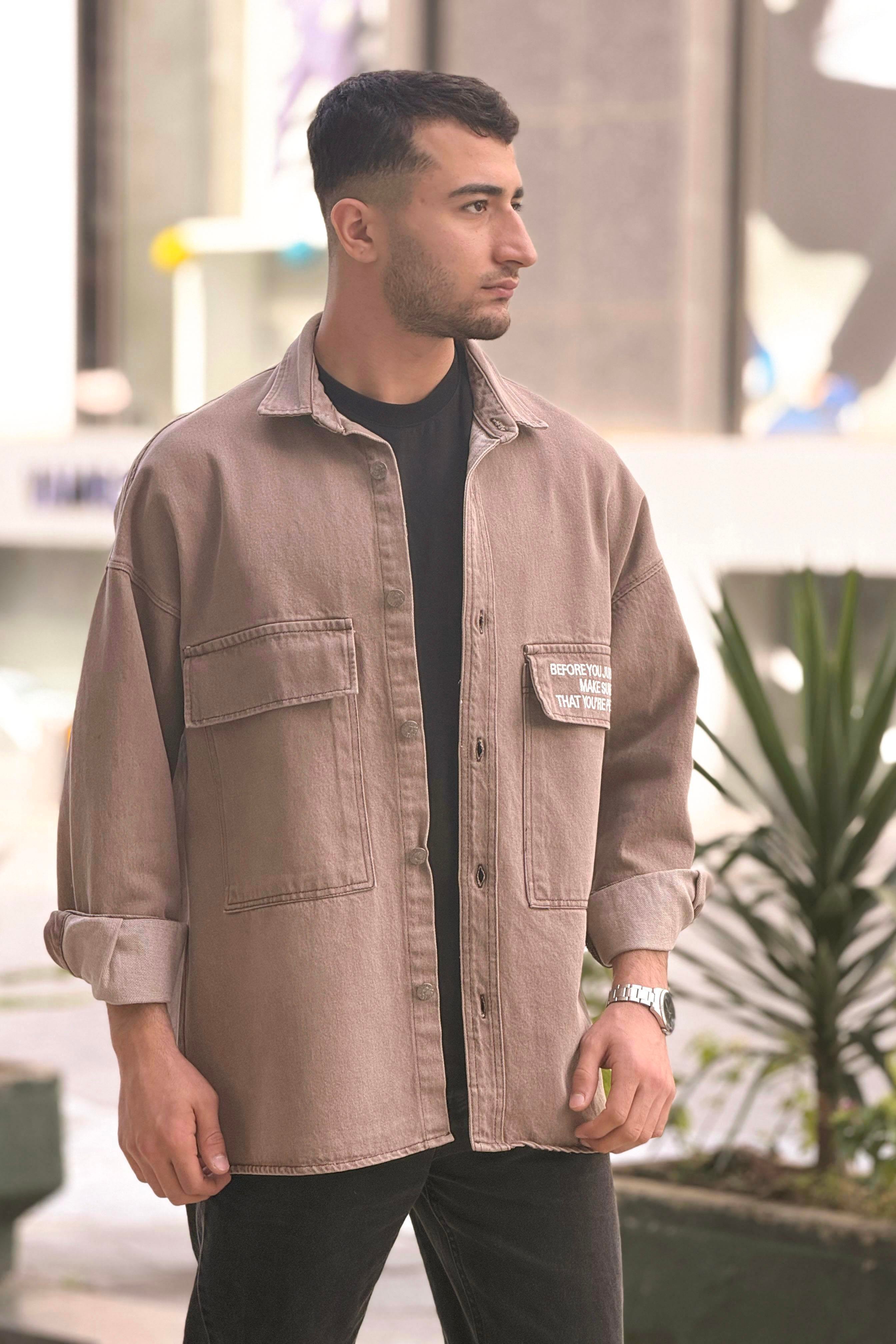 R-6006 Çift Cep Kapaklı Kot Gömlek