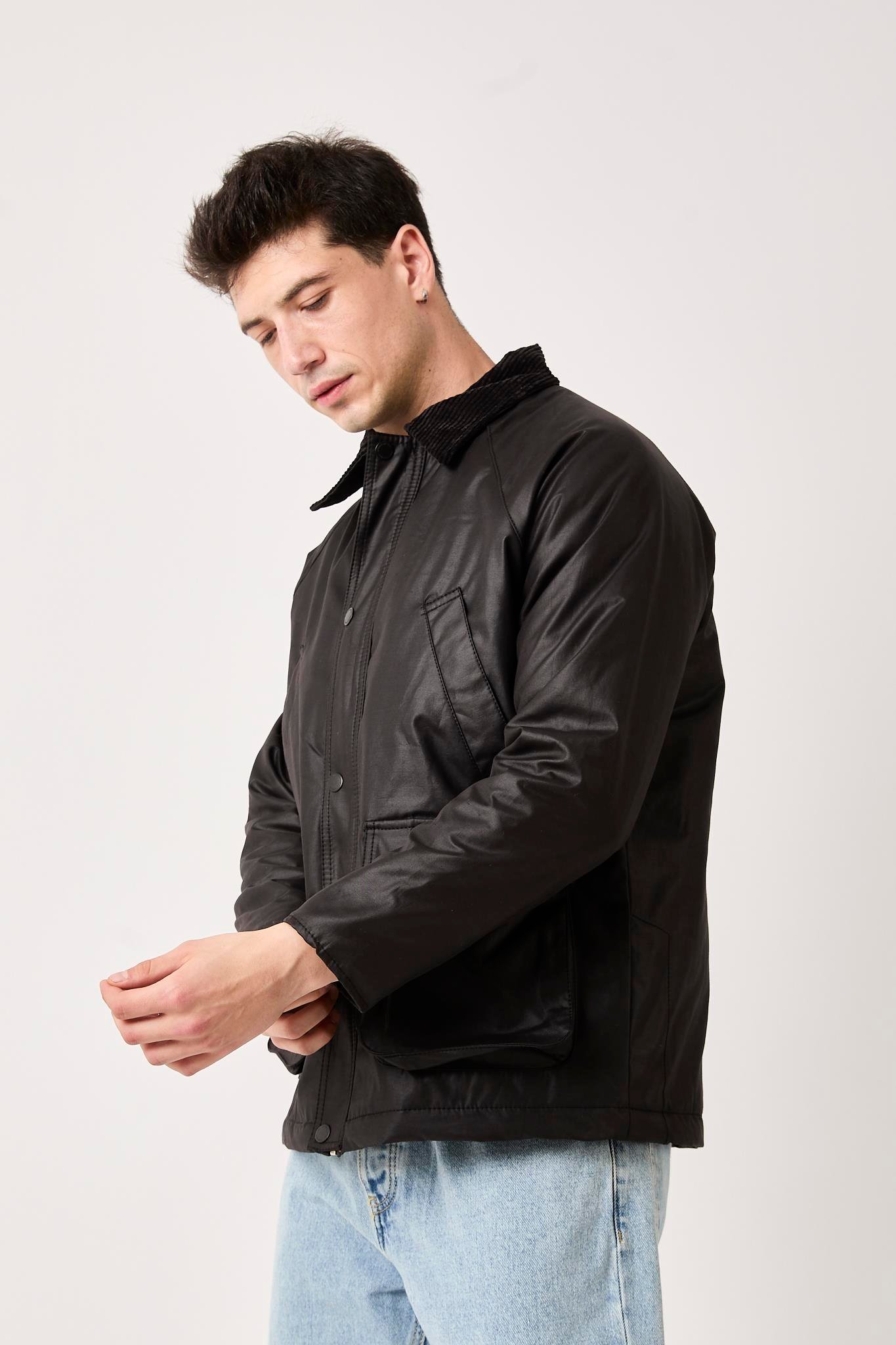 T-5850 Cep Detaylı Yaka Kadife Garnili Mont