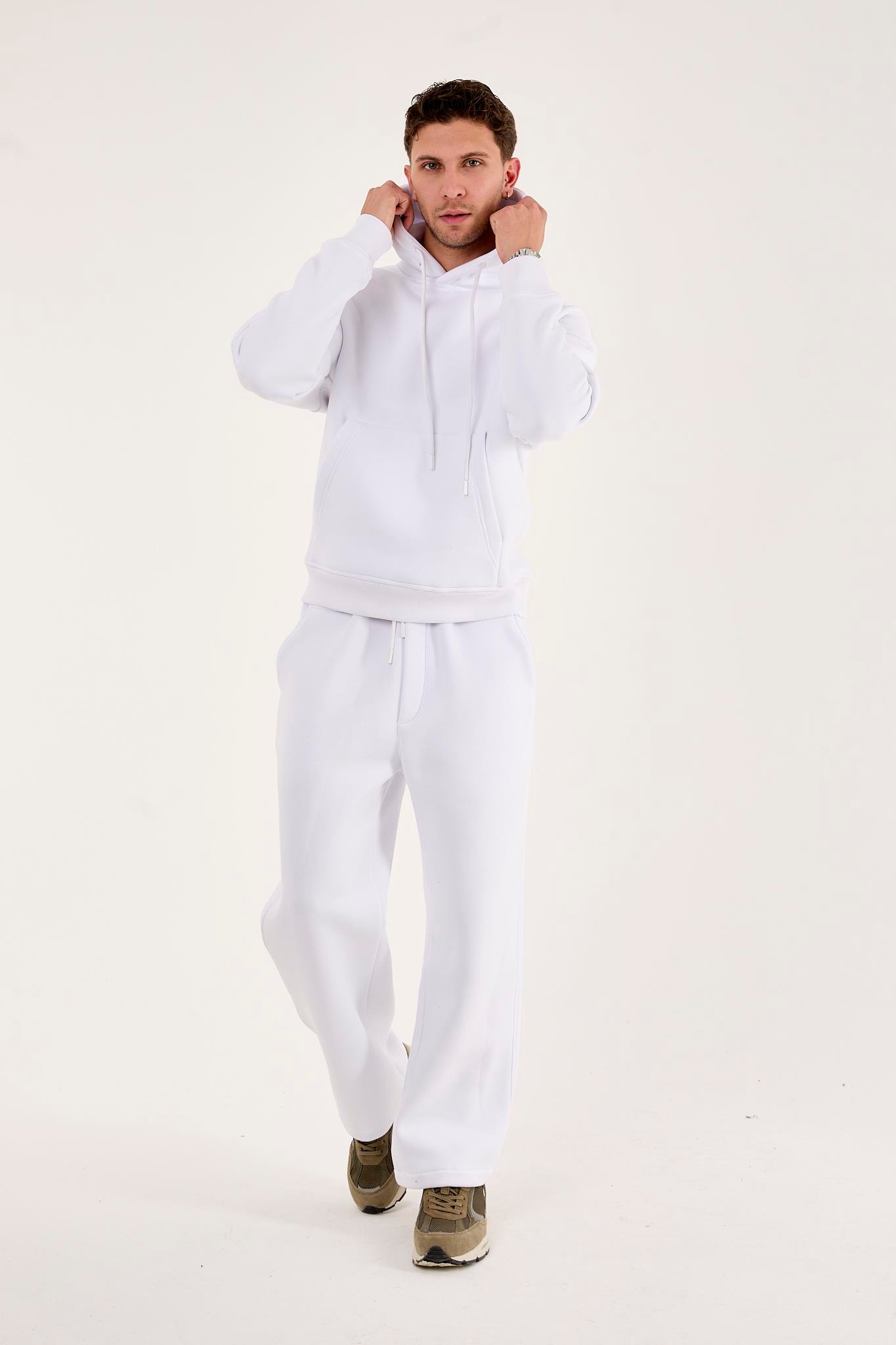 X-1001 X-4008 Kapüşonlu Swaet Bel Lastikli Panton Üç İplik Şardonlu Takım