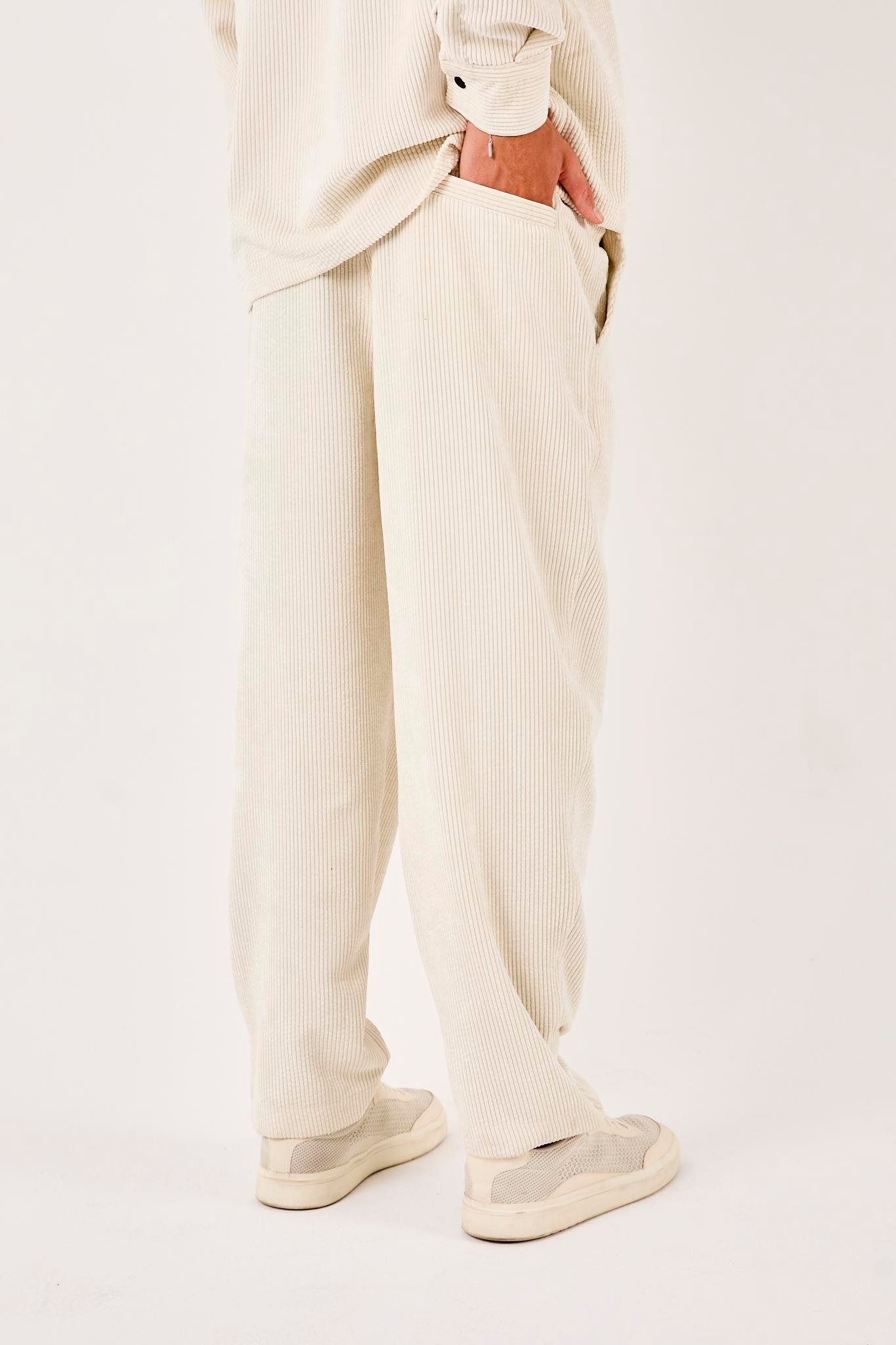 X-1004 Bel Lastikli Fitilli Kadife Pantolon