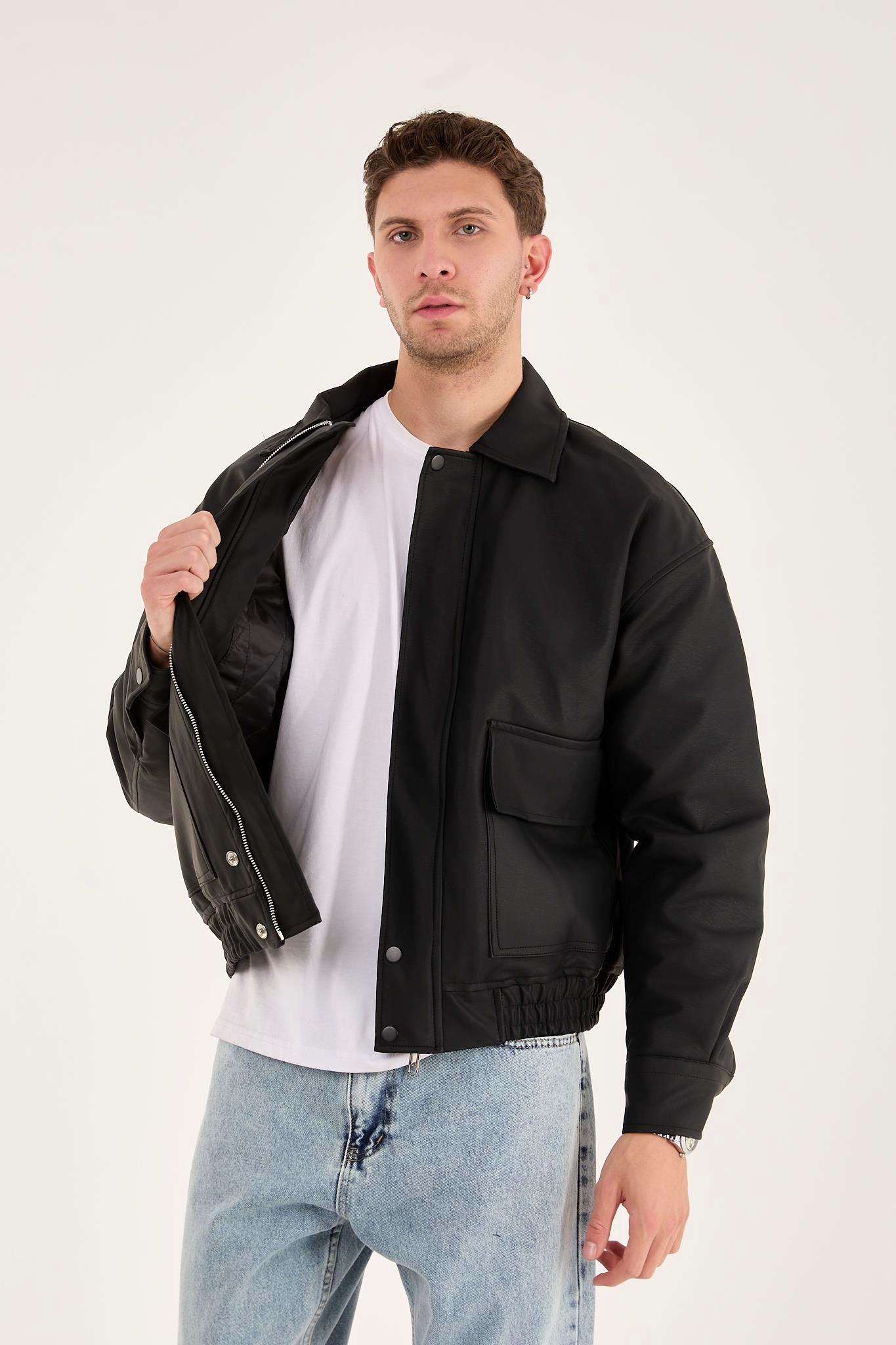 X-2014 Bel Lastikli İçi Kapitone Deri Mont