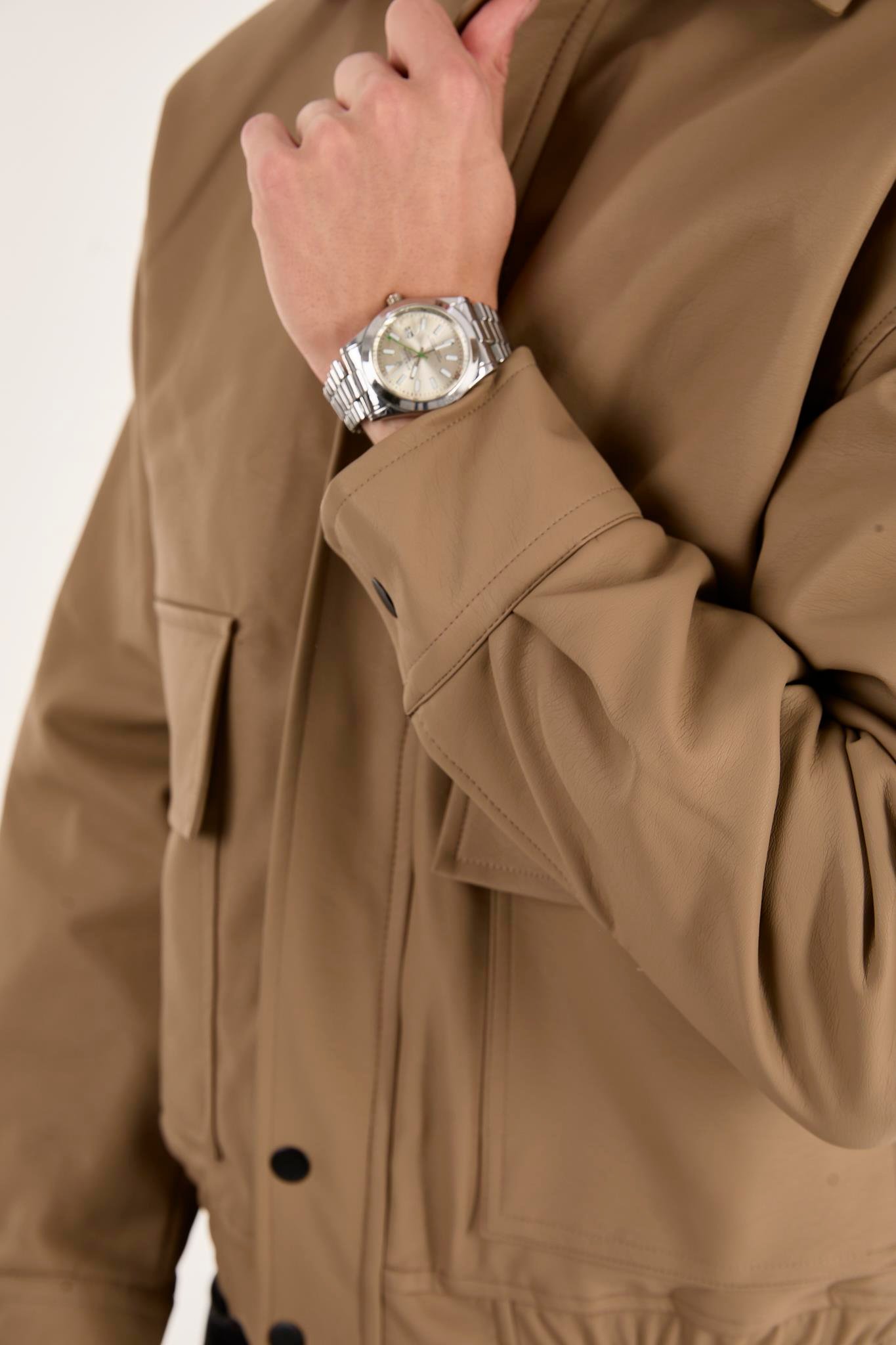 X-2014 Bel Lastikli İçi Kapitone Deri Mont