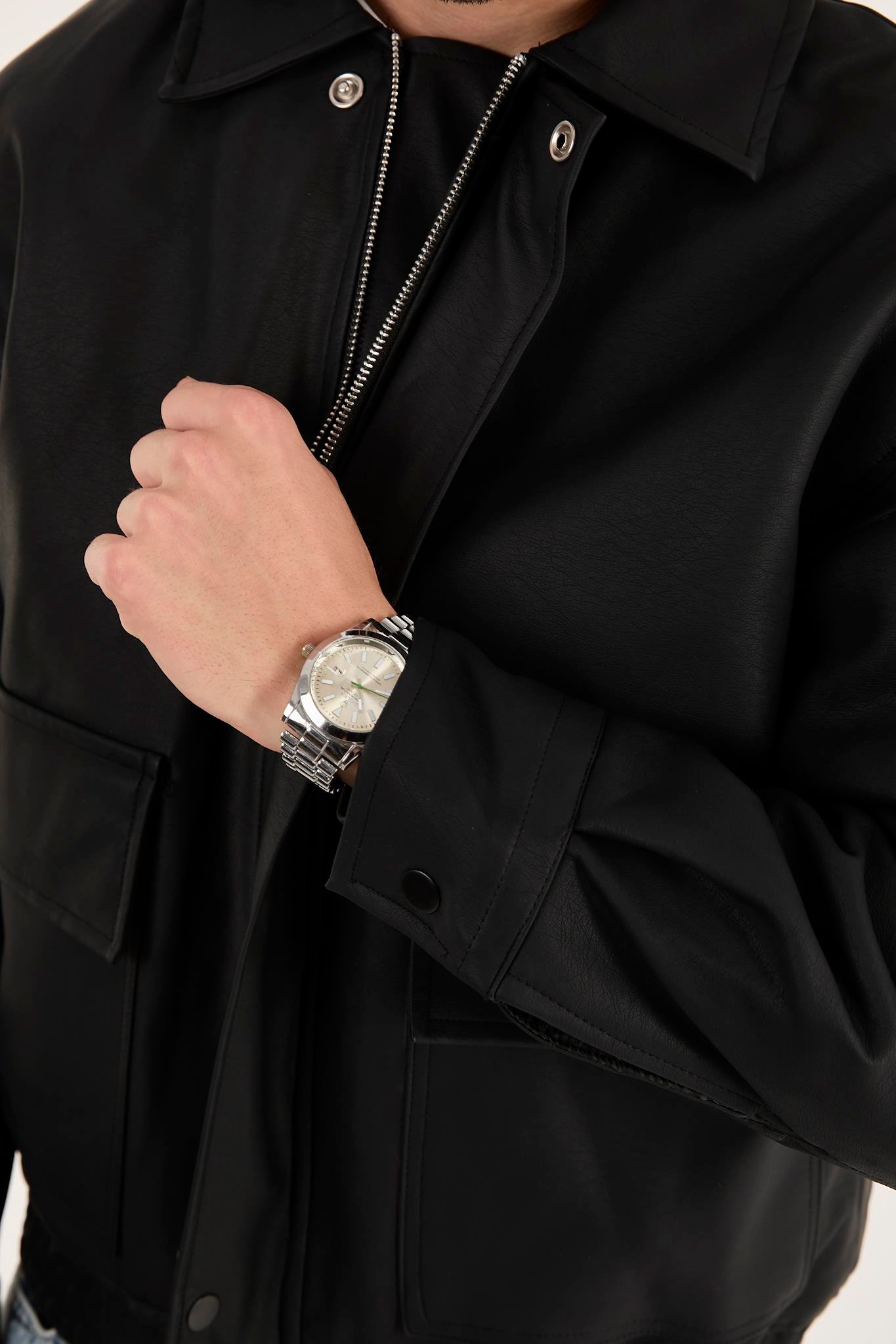 X-2014 Bel Lastikli İçi Kapitone Deri Mont