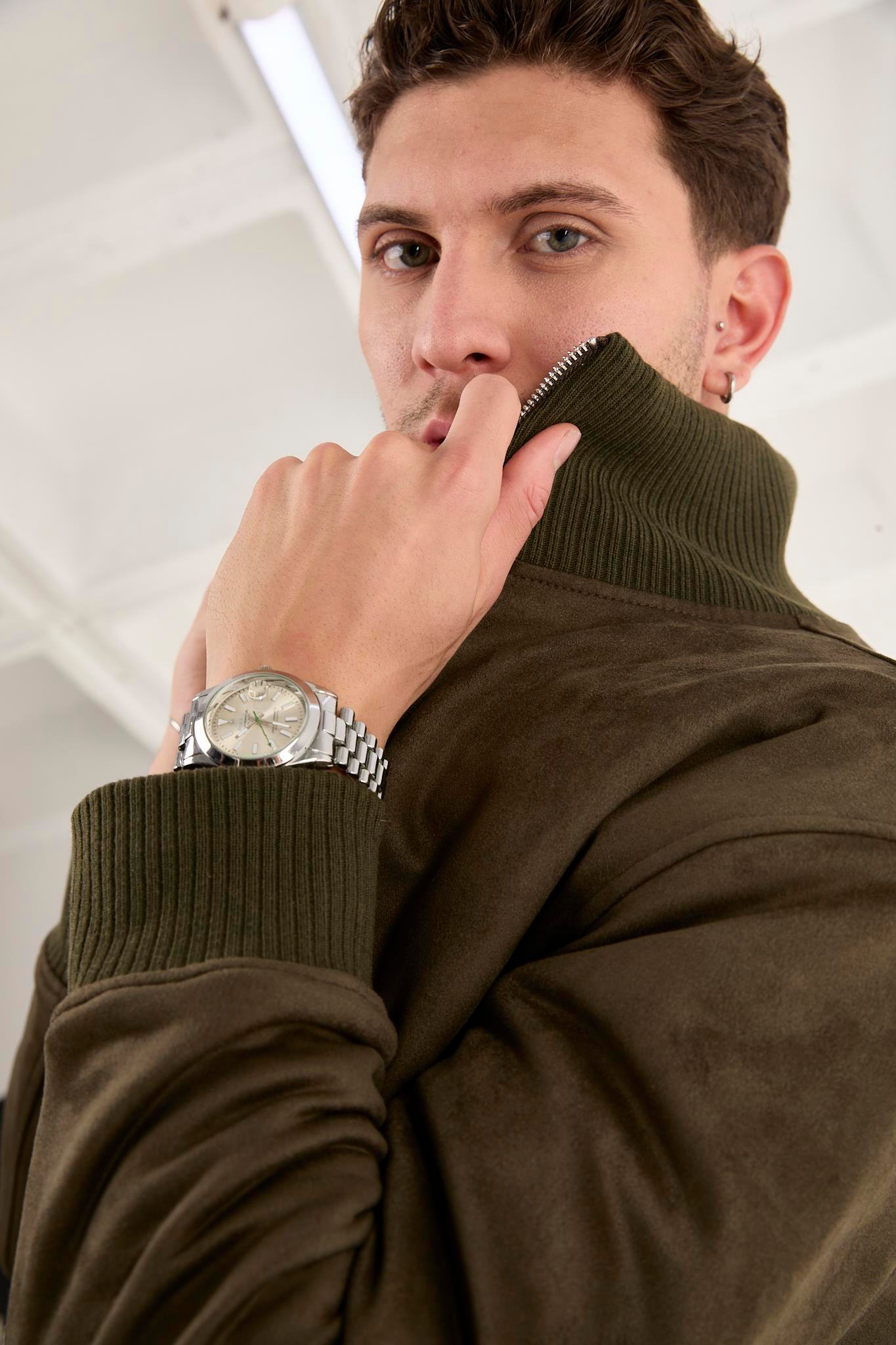 X-2021 Ribanalı İçi Kapitone Süet Mont