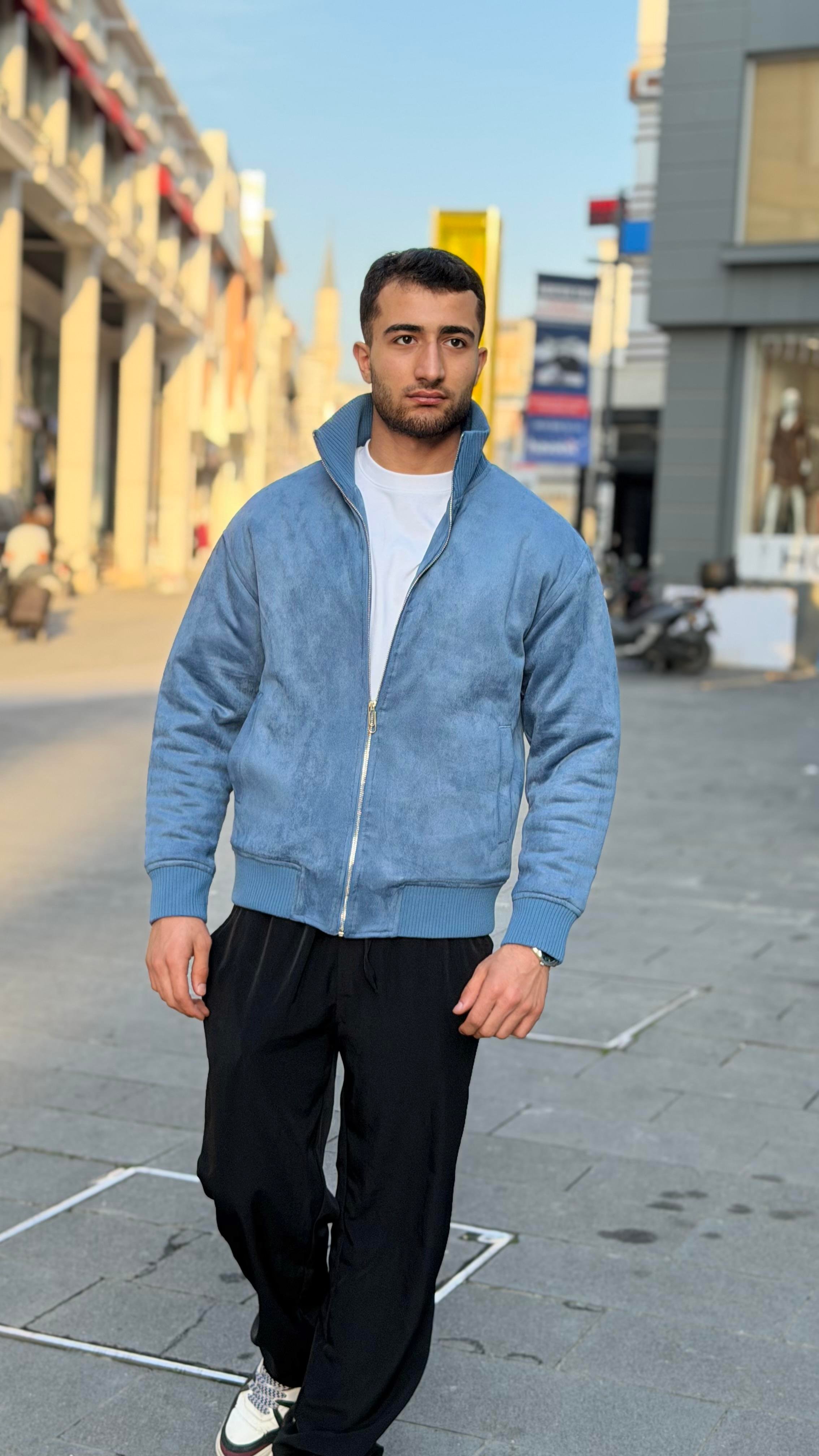 X-2021 Ribanalı İçi Kapitone Süet Mont