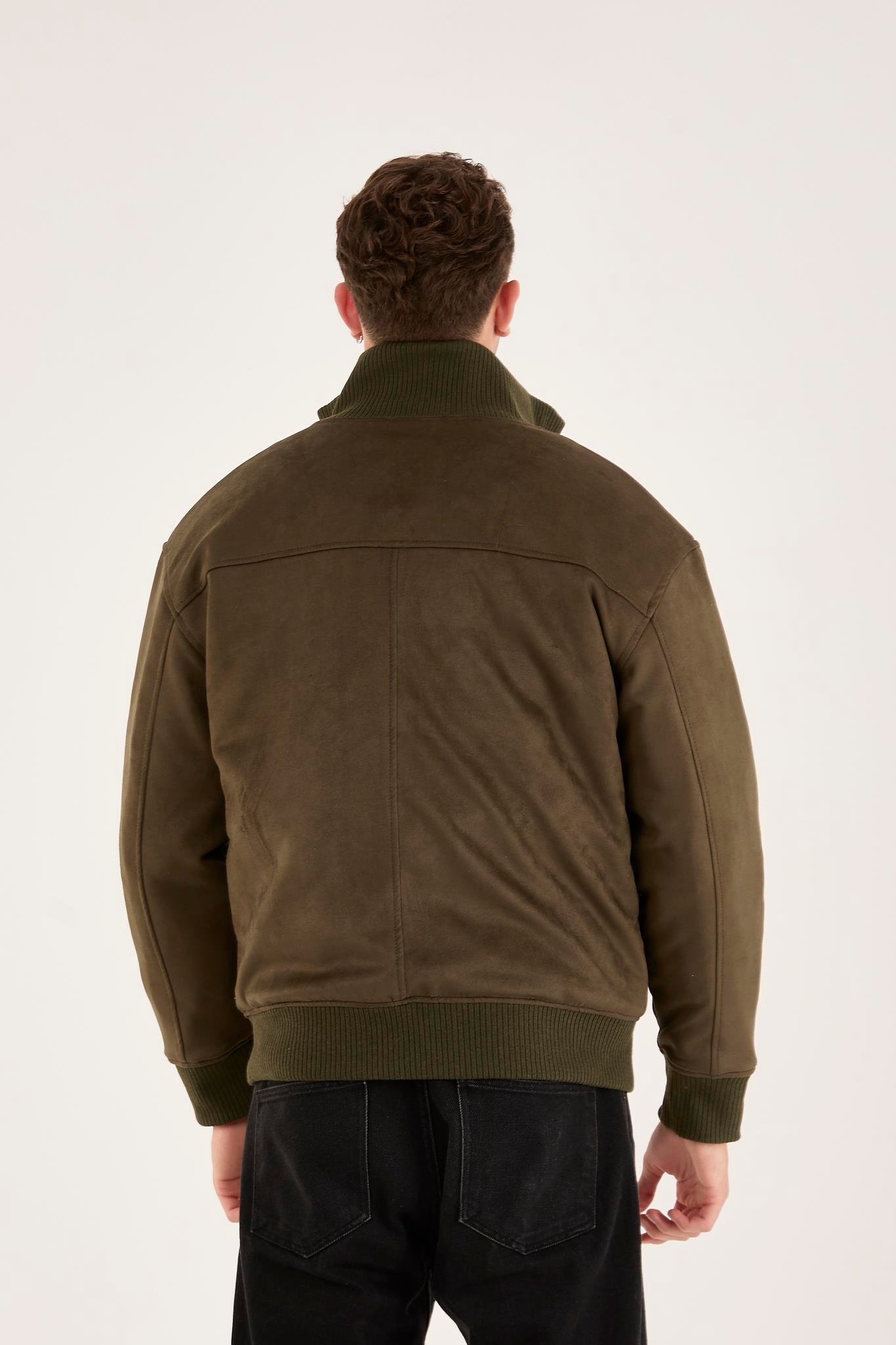 X-2021 Ribanalı İçi Kapitone Süet Mont