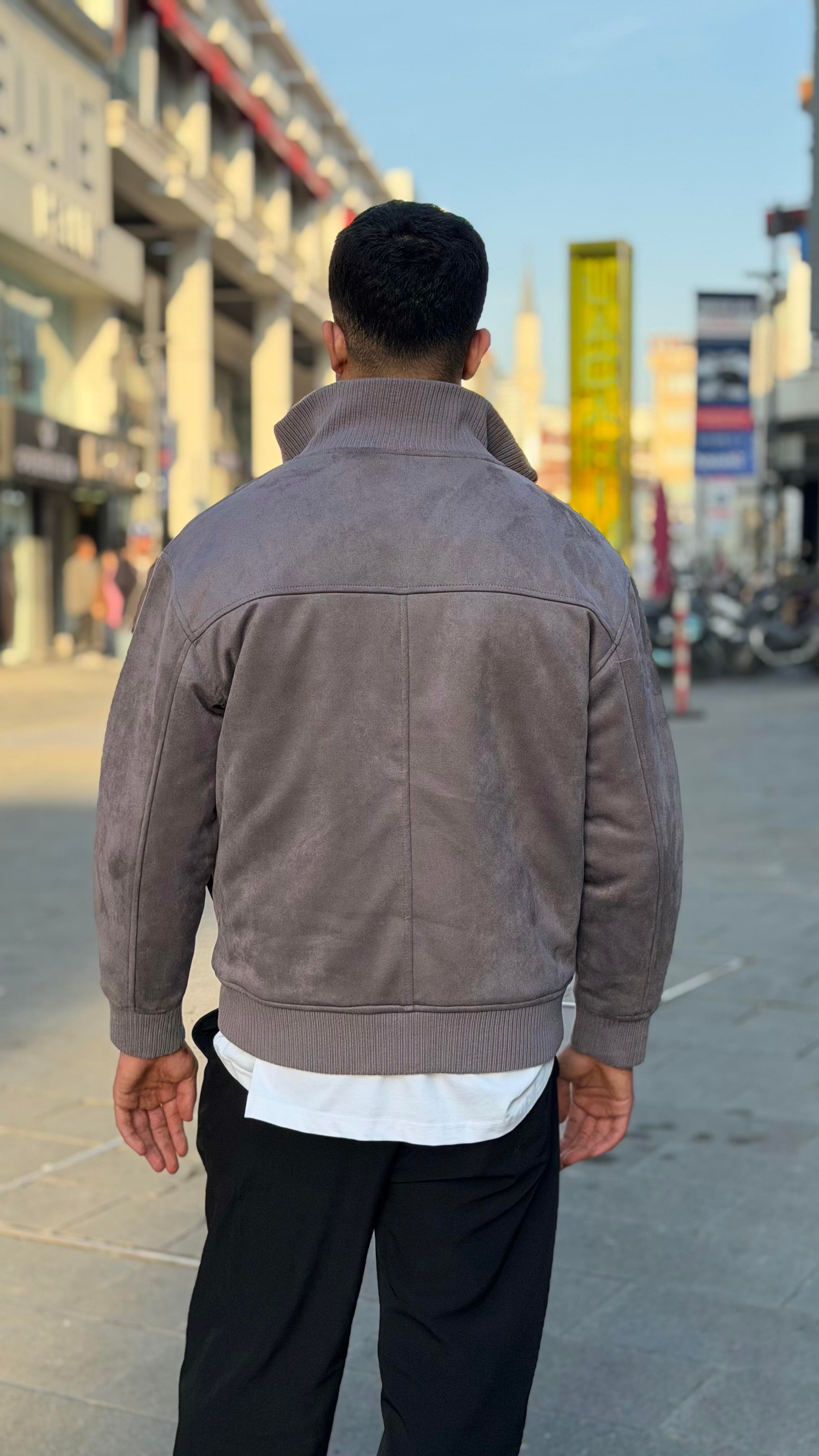 X-2021 Ribanalı İçi Kapitone Süet Mont