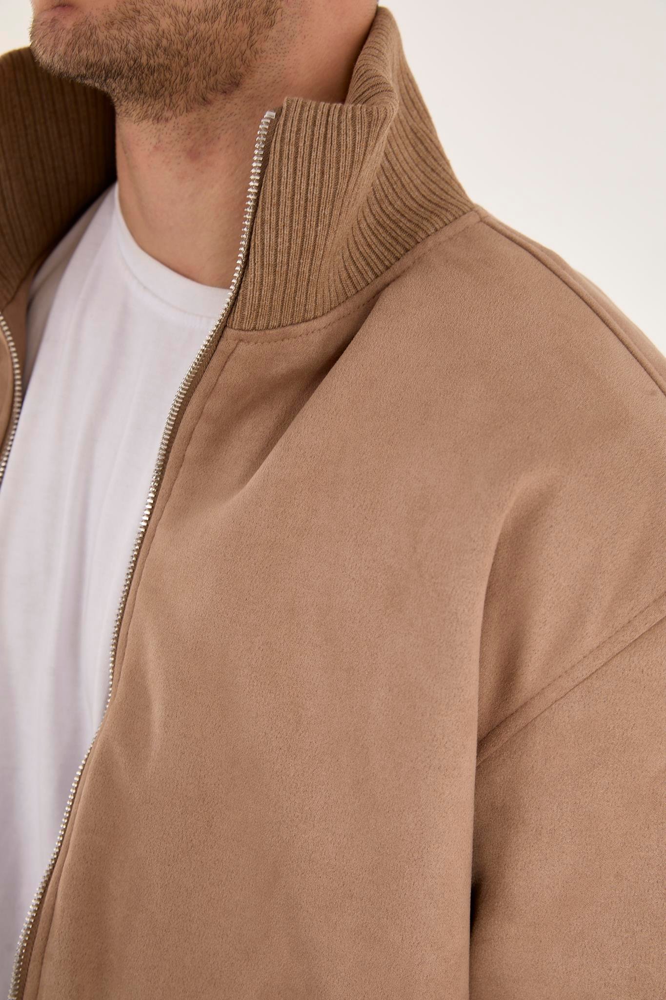 X-2021 Ribanalı İçi Kapitone Süet Mont