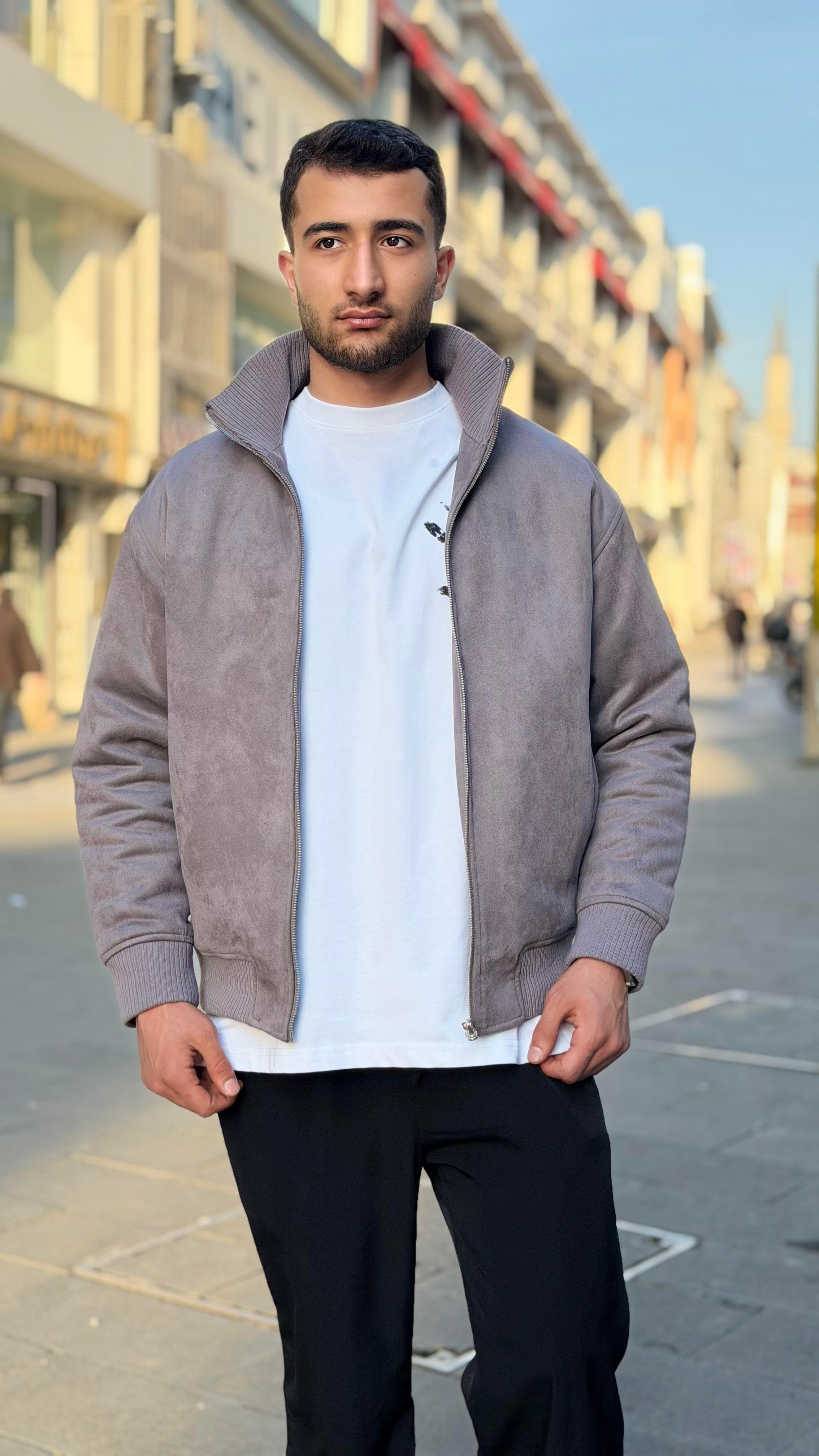 X-2021 Ribanalı İçi Kapitone Süet Mont