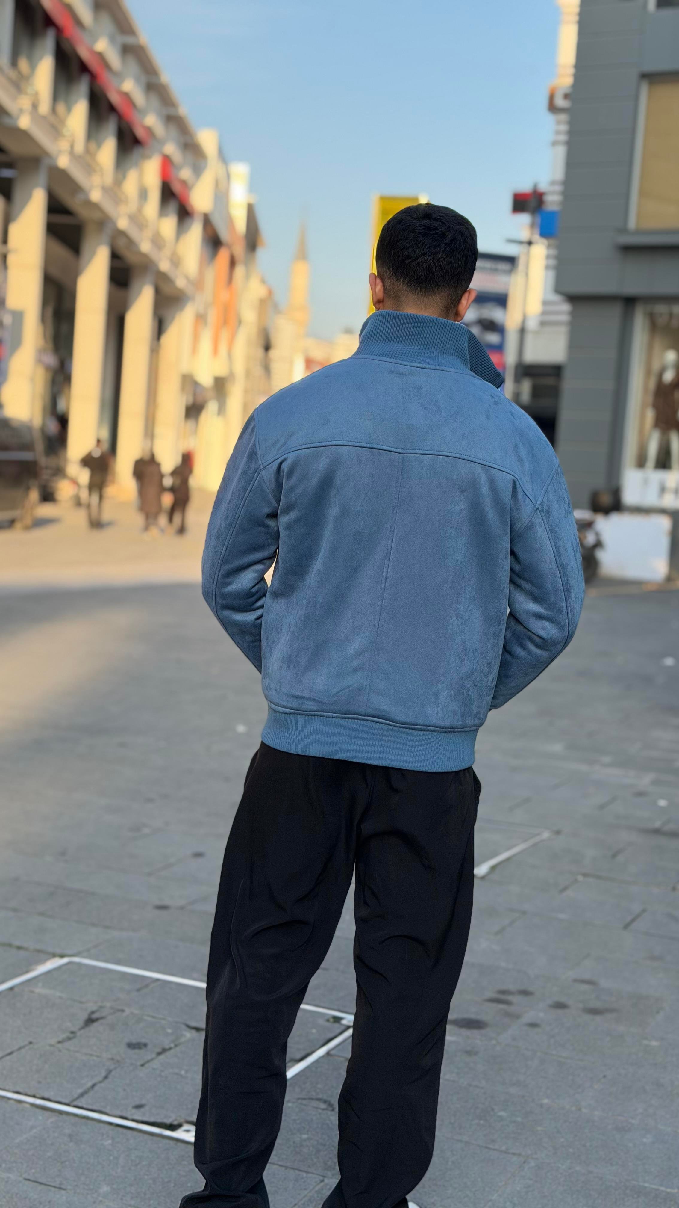 X-2021 Ribanalı İçi Kapitone Süet Mont