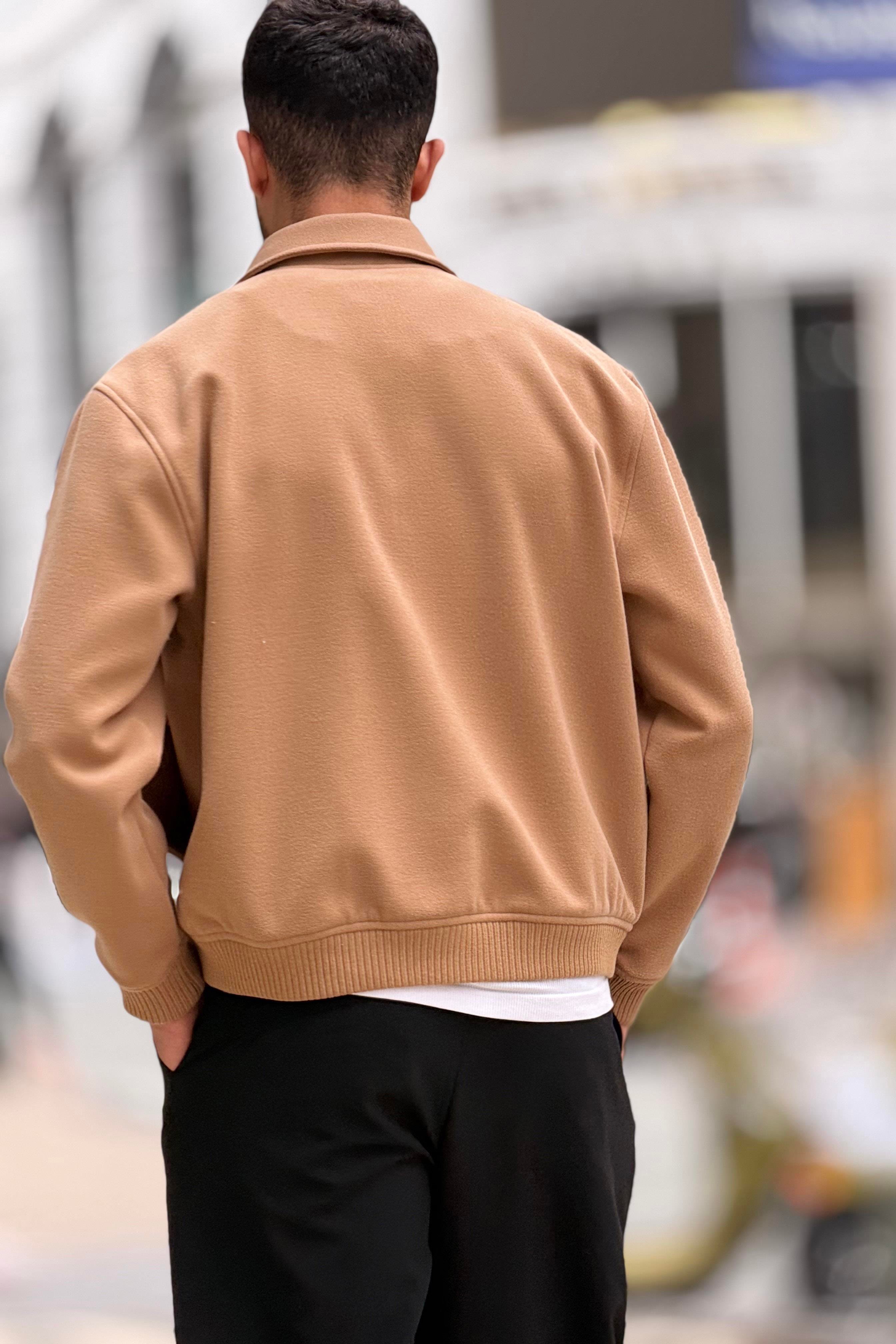 X-2025 Cep Detaylı Fermuarlı Astarlı Kaşe Mont