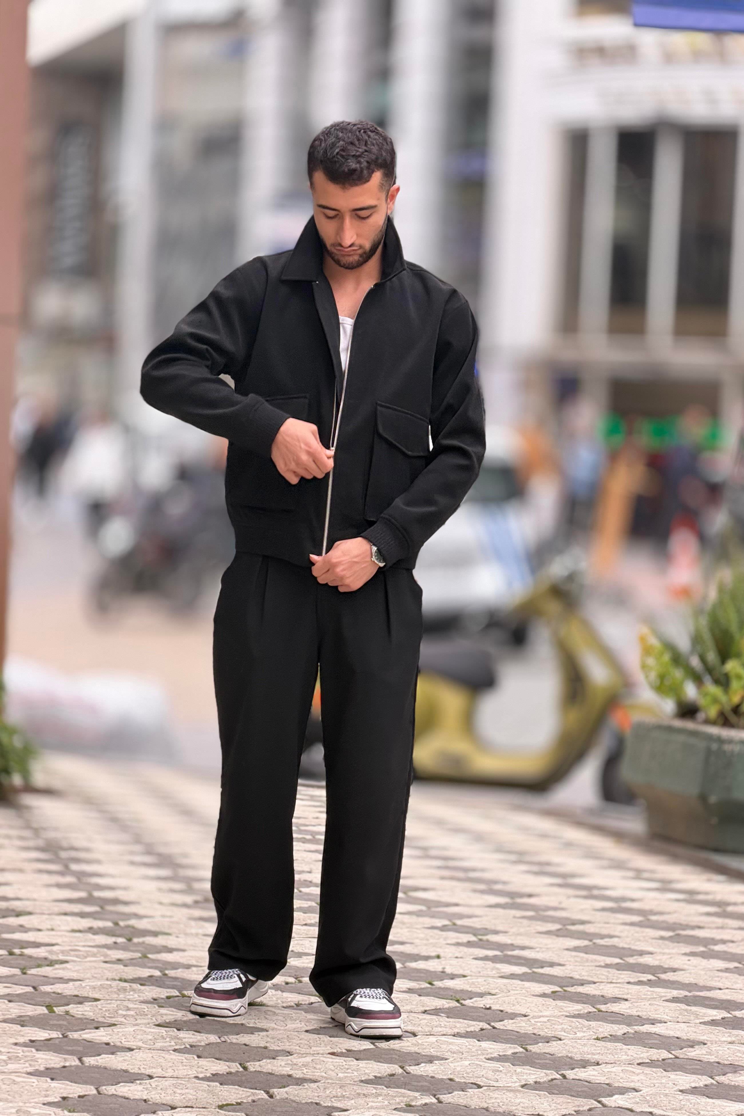 X-2025 Cep Detaylı Fermuarlı Astarlı Kaşe Mont