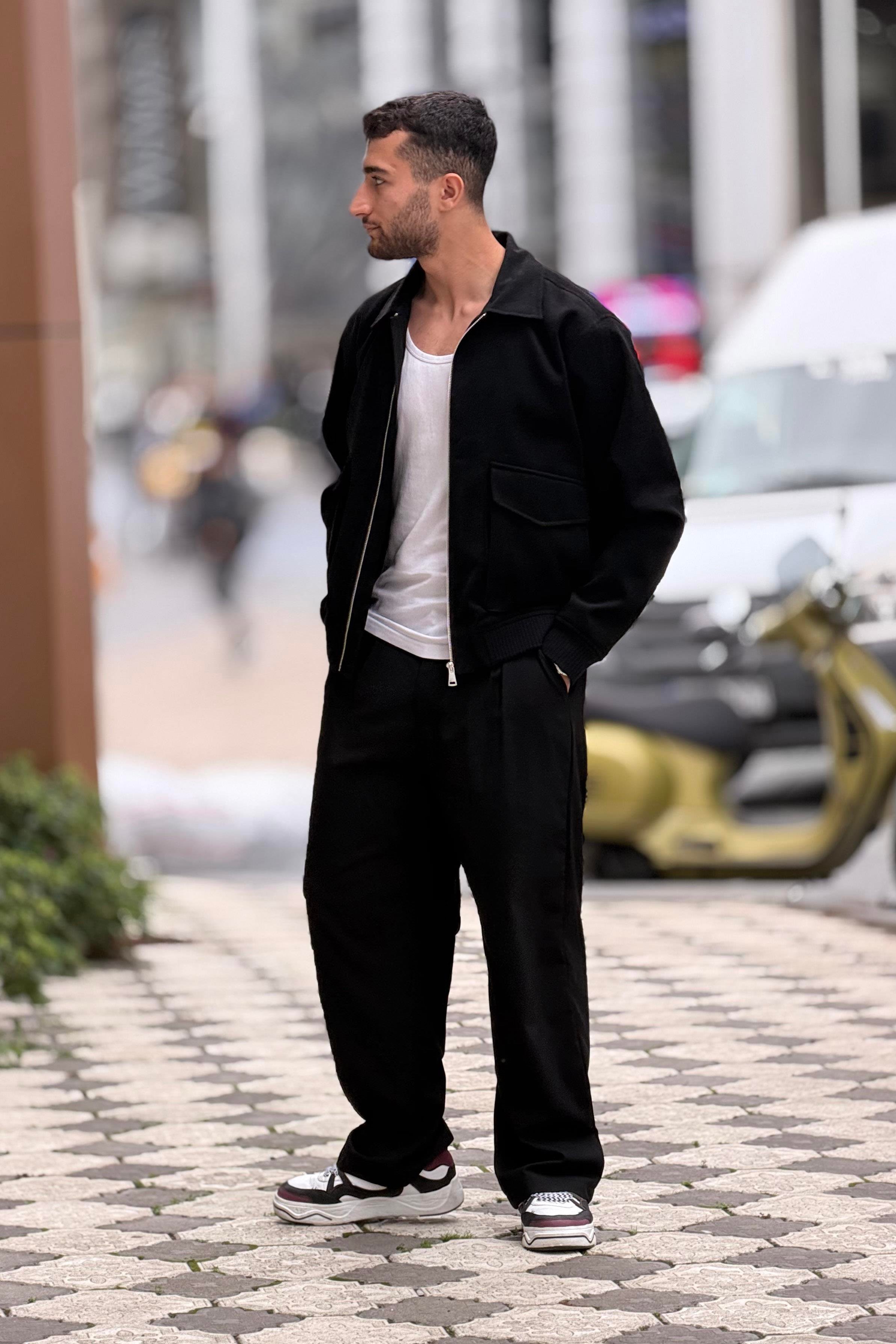 X-2025 Cep Detaylı Fermuarlı Astarlı Kaşe Mont