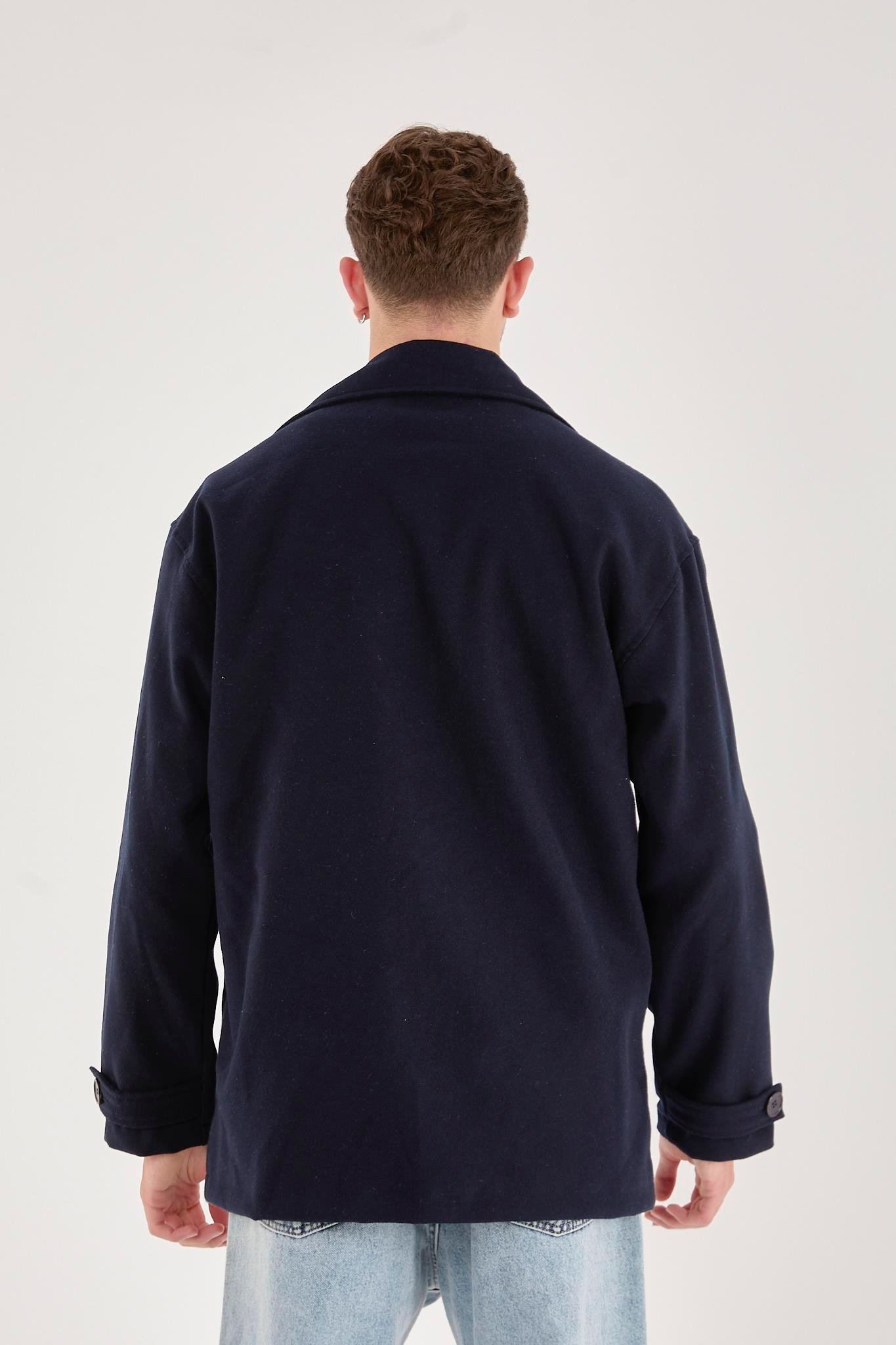 X-2027 Astarlı Düğmeli Kaşe Mont